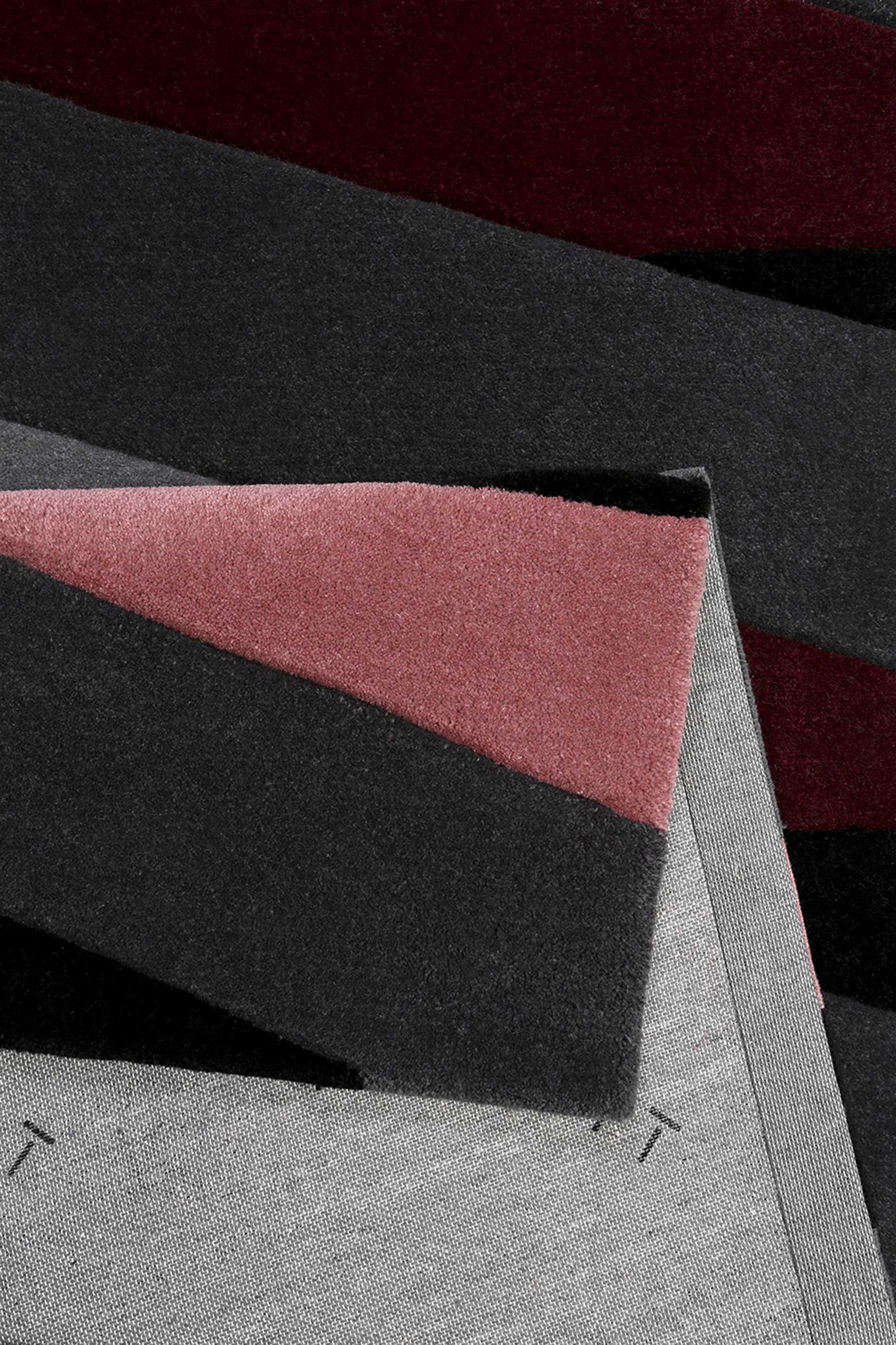 Esprit Teppich grau anthrazit rot rosa aus Wolle » Lamella « - Ansicht 3