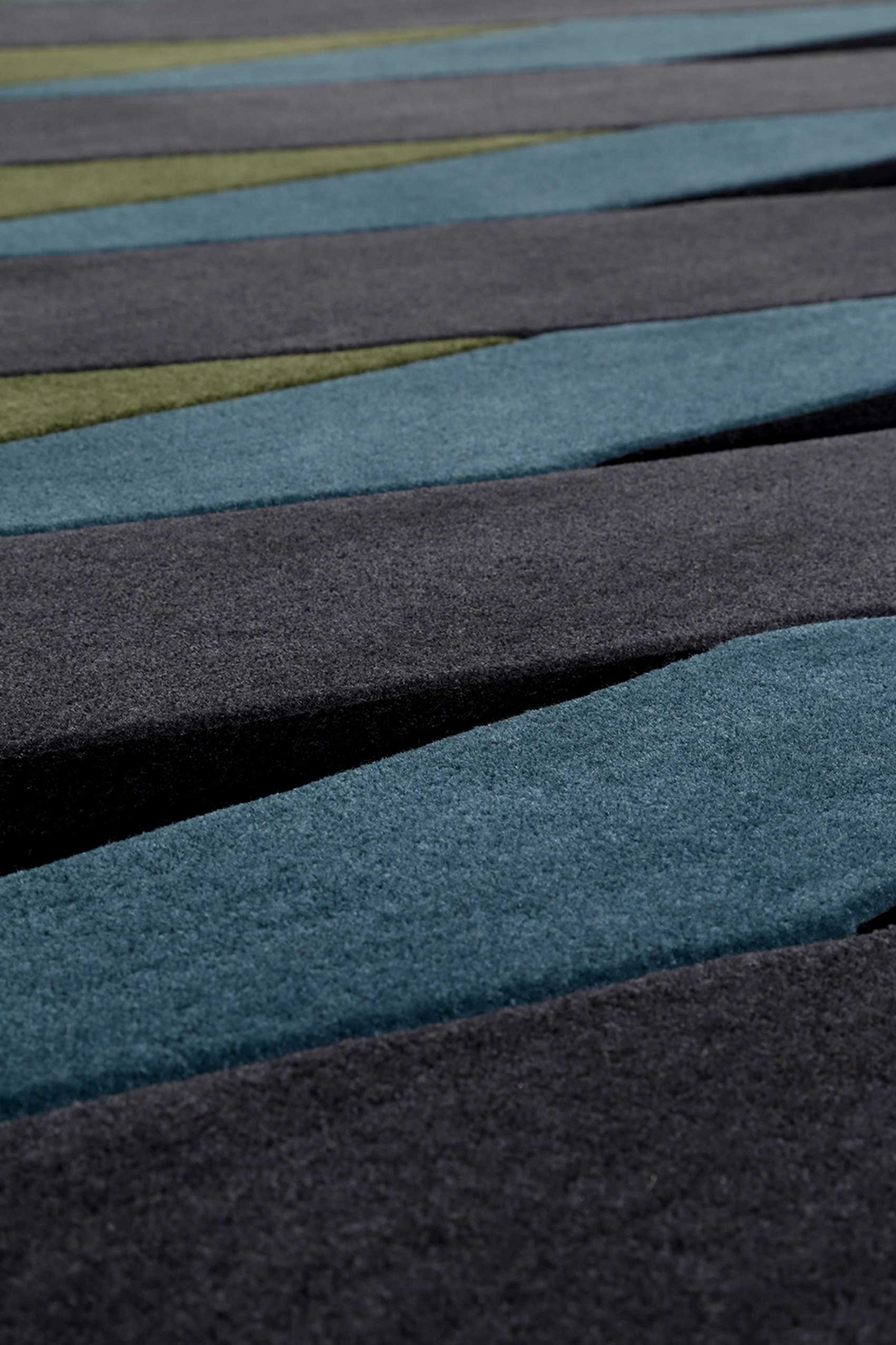 Esprit Teppich grau anthrazit blau gelb aus Wolle » Lamella « - Ansicht 4