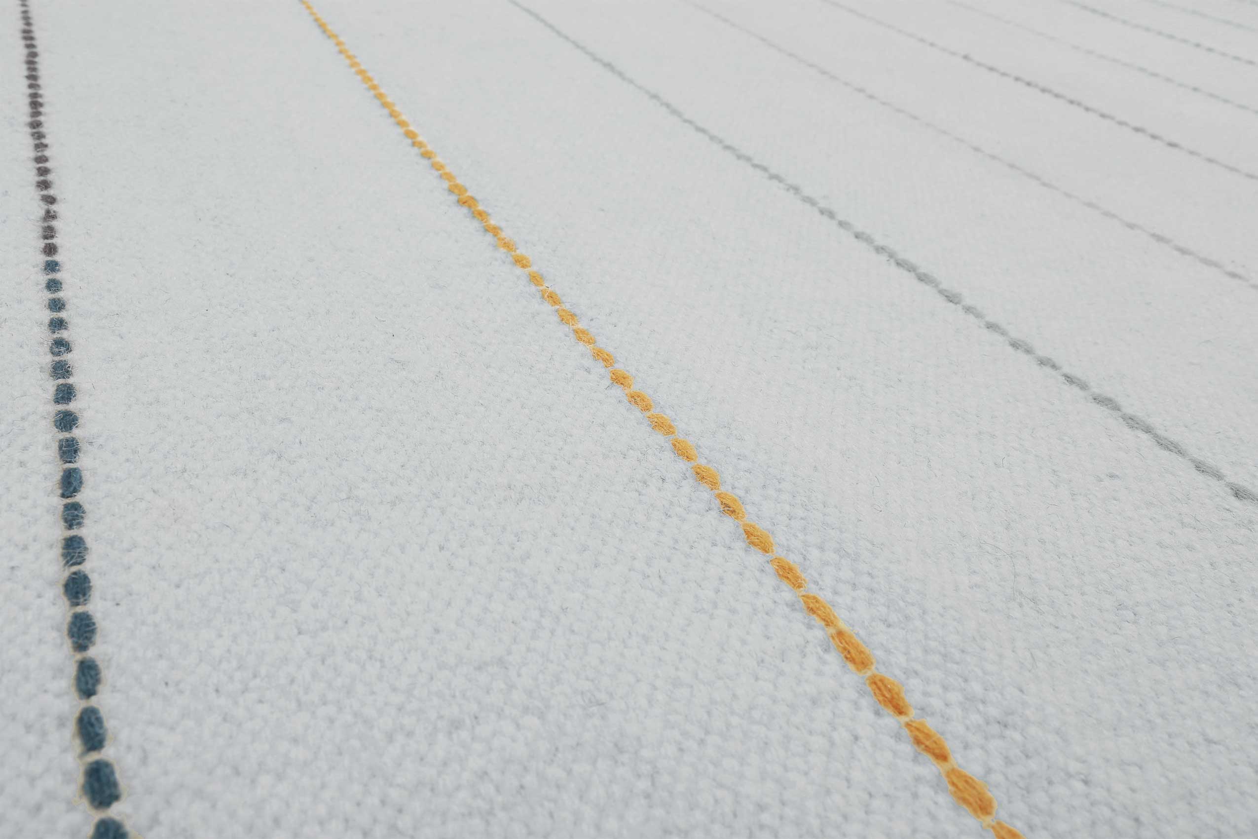 Esprit Handwebteppich Grau Blau Bunt aus Wolle 