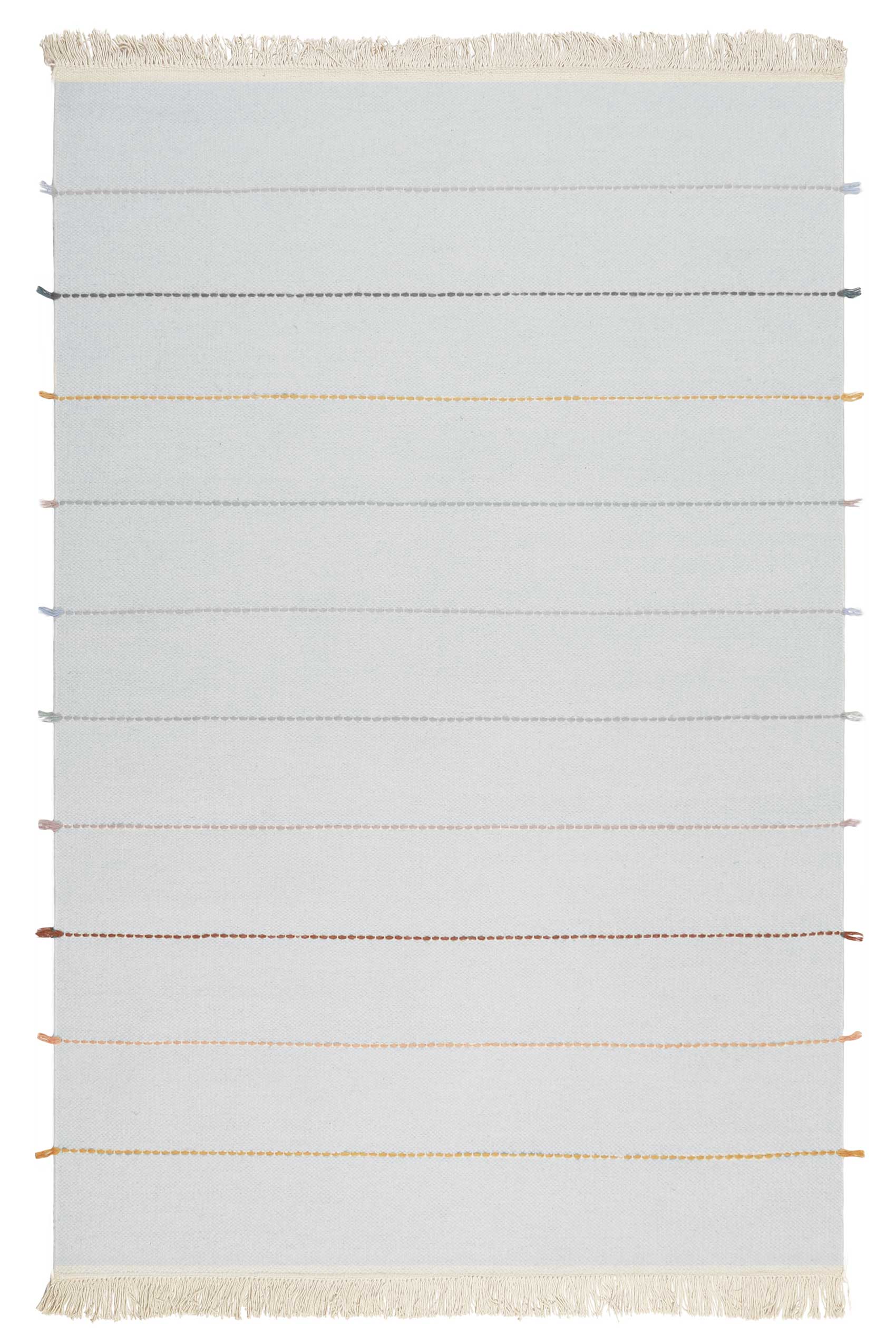 Esprit Handwebteppich Grau Blau Bunt aus Wolle 