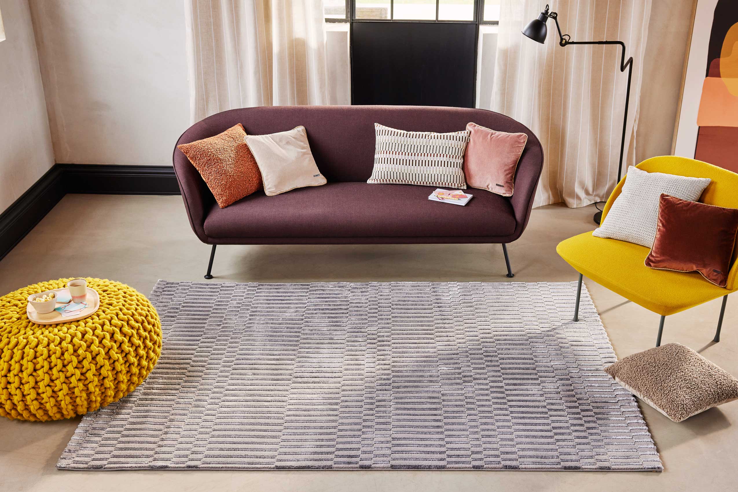 Esprit Teppich Grau Kurzflor 
