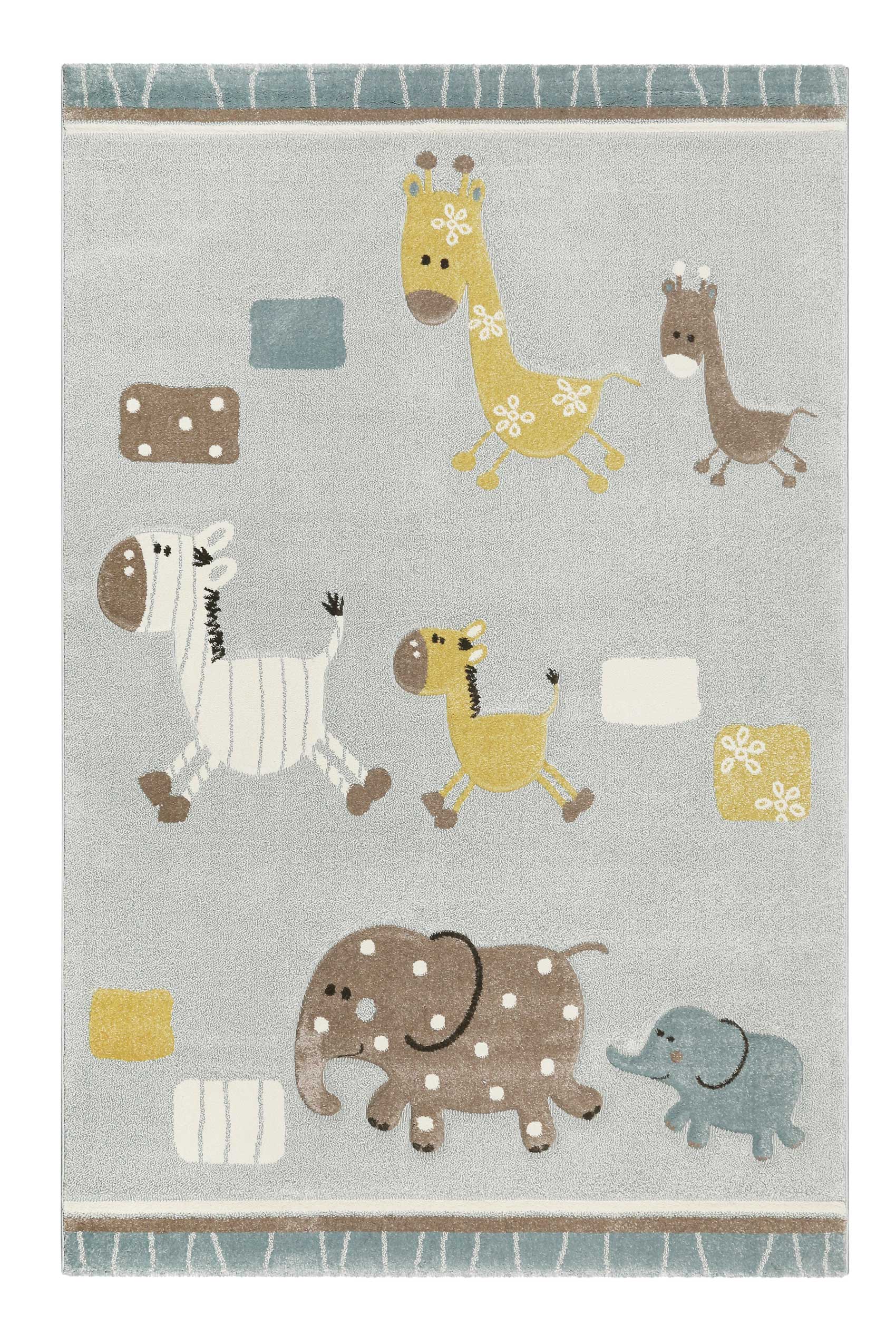 Esprit Kinderteppich Blau Grau meliert » Lucky Zoo 2.0 « - Ansicht 1