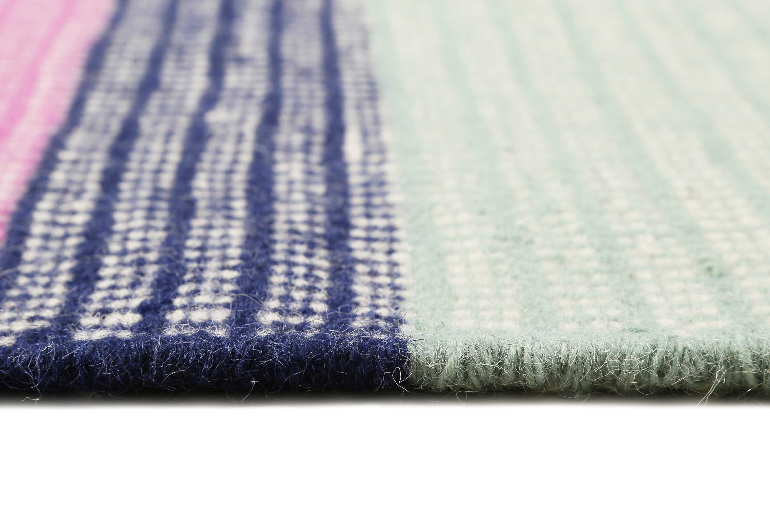 Esprit Kelim Teppich Blau Pink aus Wolle 