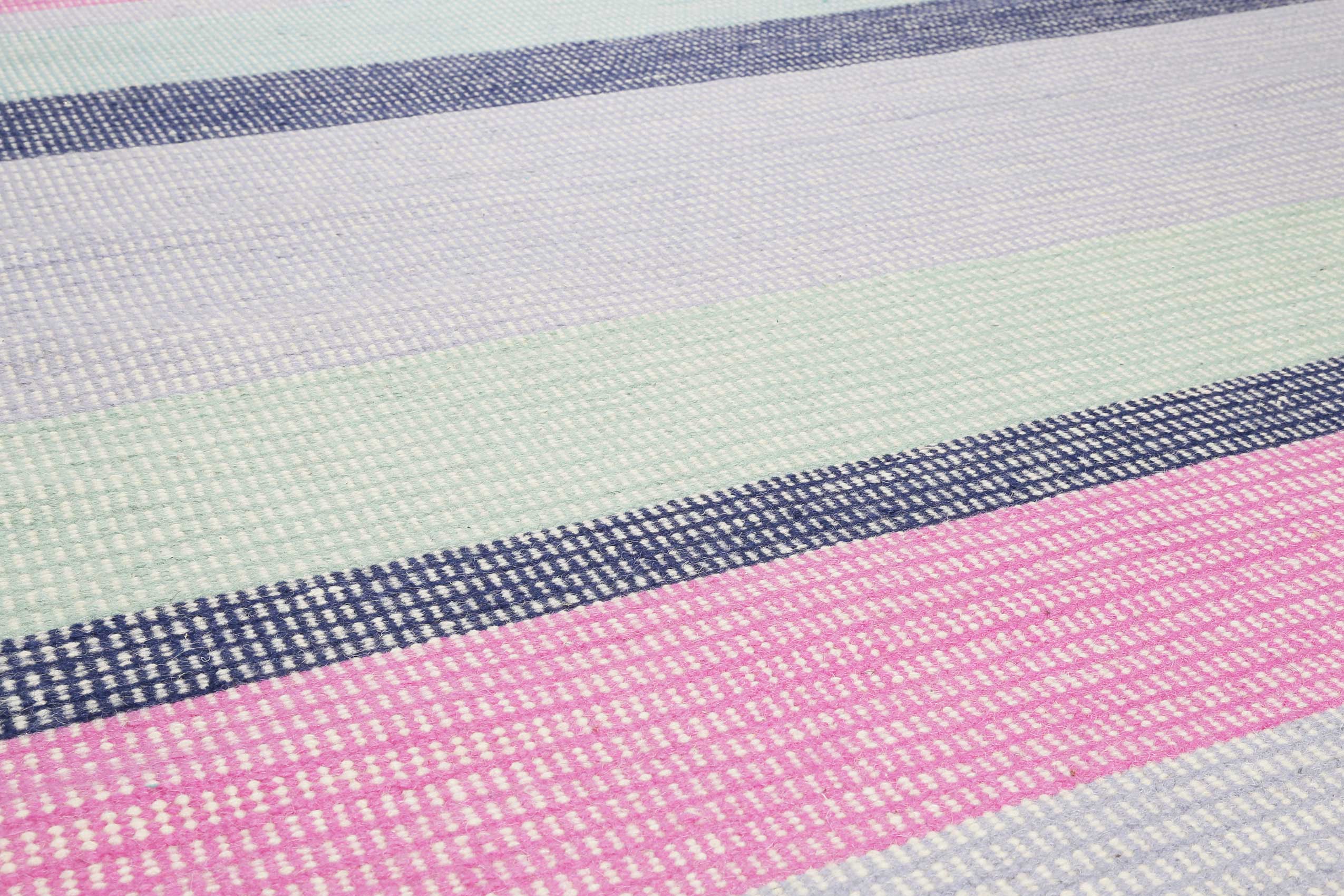 Esprit Kelim Teppich Blau Pink aus Wolle 
