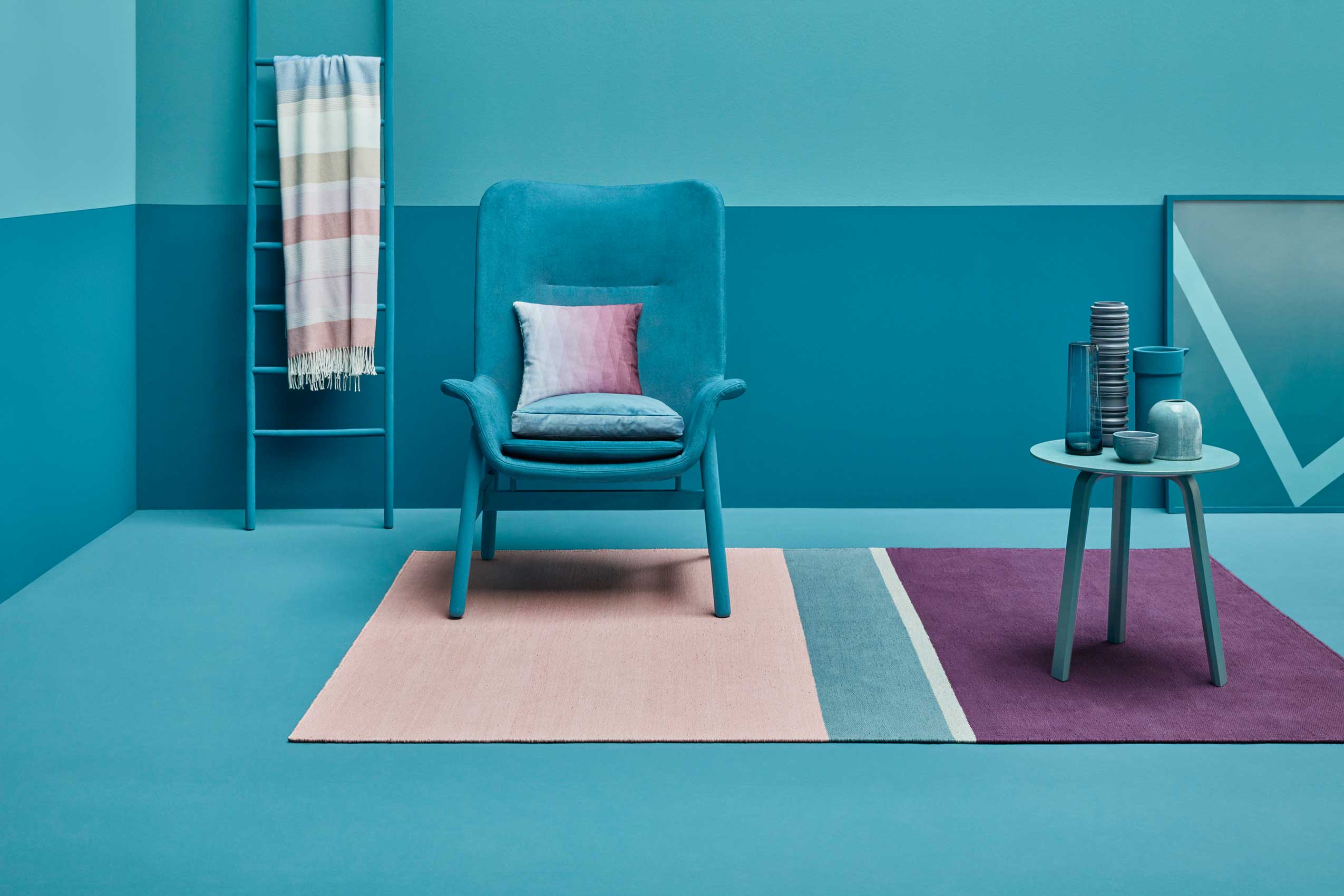 Esprit Kelim Teppich Violett Rosa aus Baumwolle 