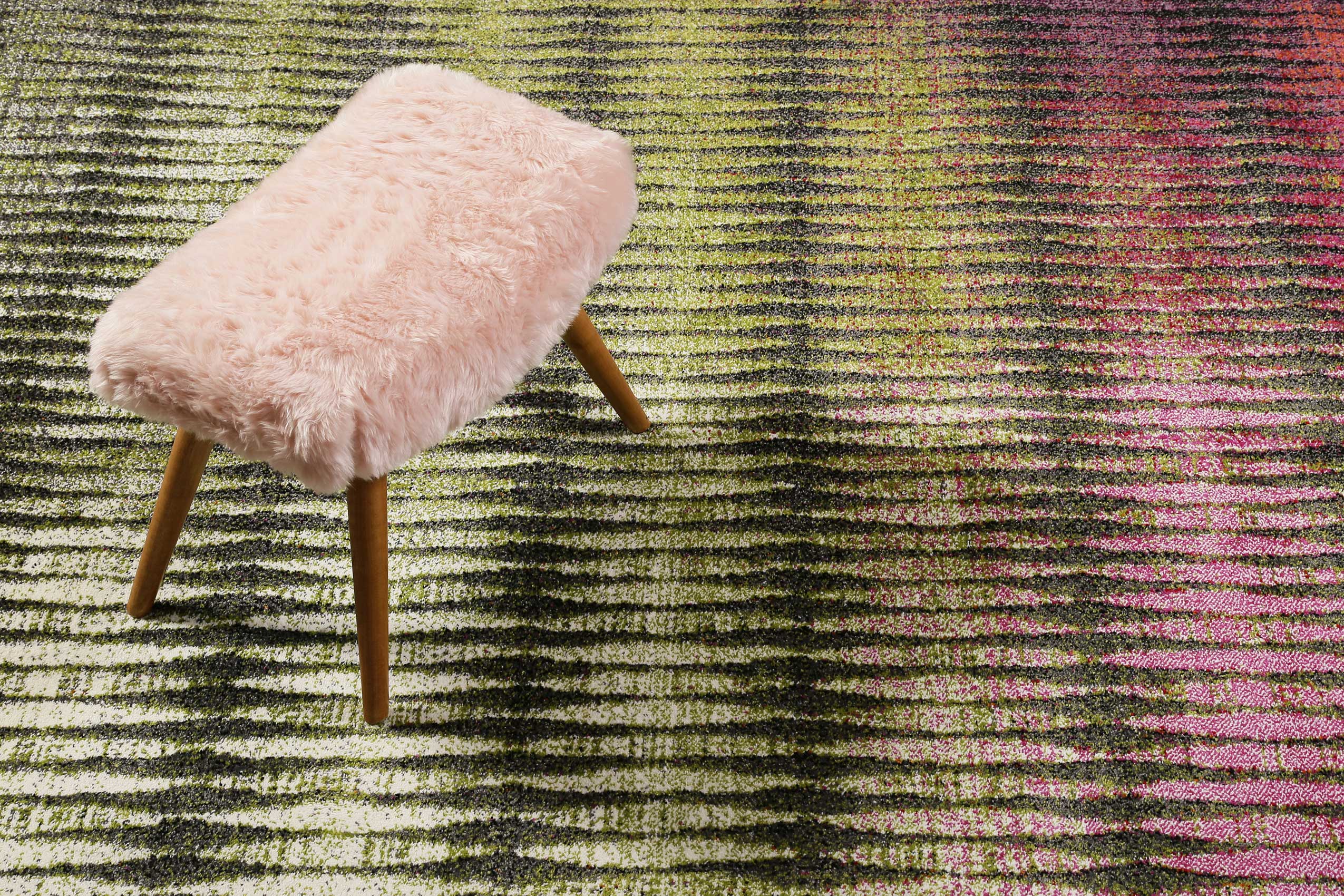 Esprit Teppich Grün Pink Kurzflor 