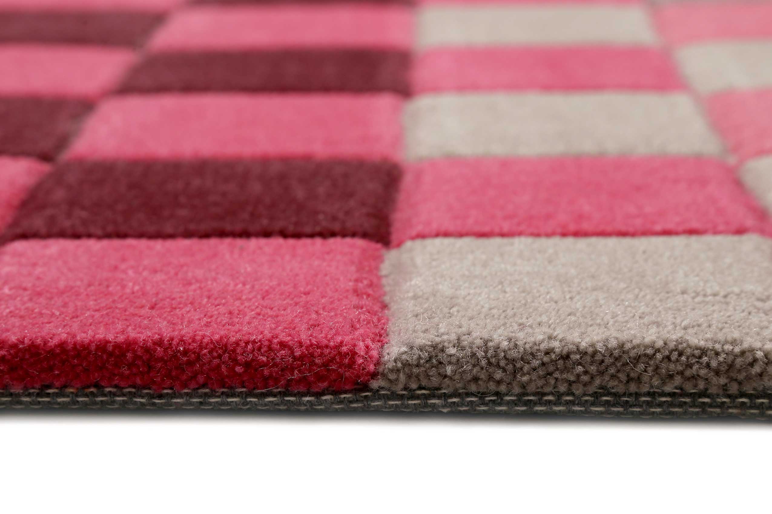 Esprit Wollteppich kariert Rot Pink Bunt 
