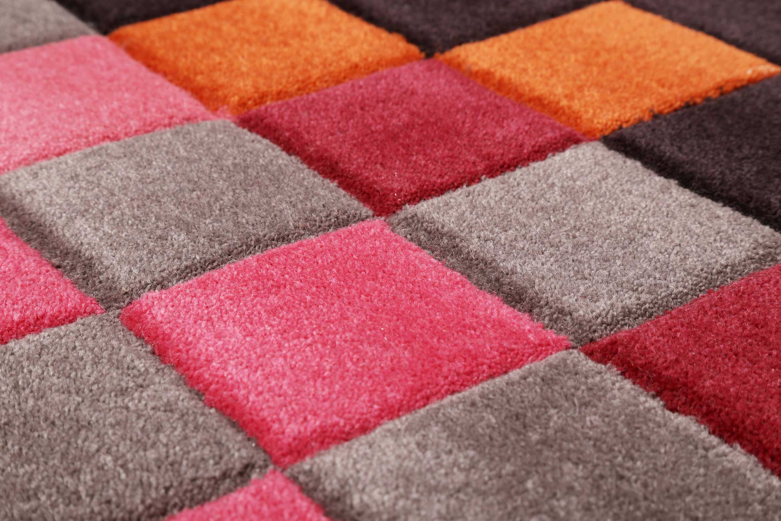 Esprit Wollteppich kariert Rot Pink Bunt 