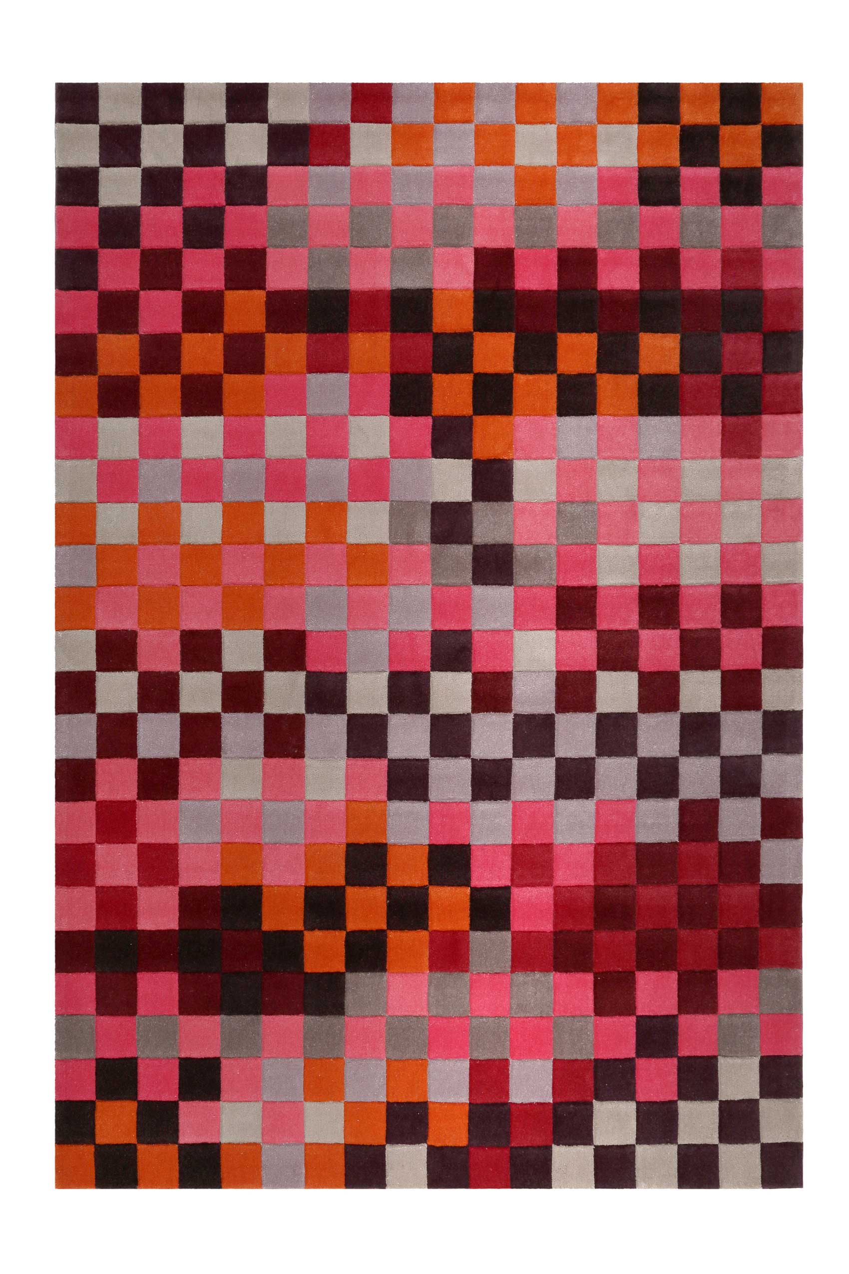 Esprit Wollteppich kariert Rot Pink Bunt 