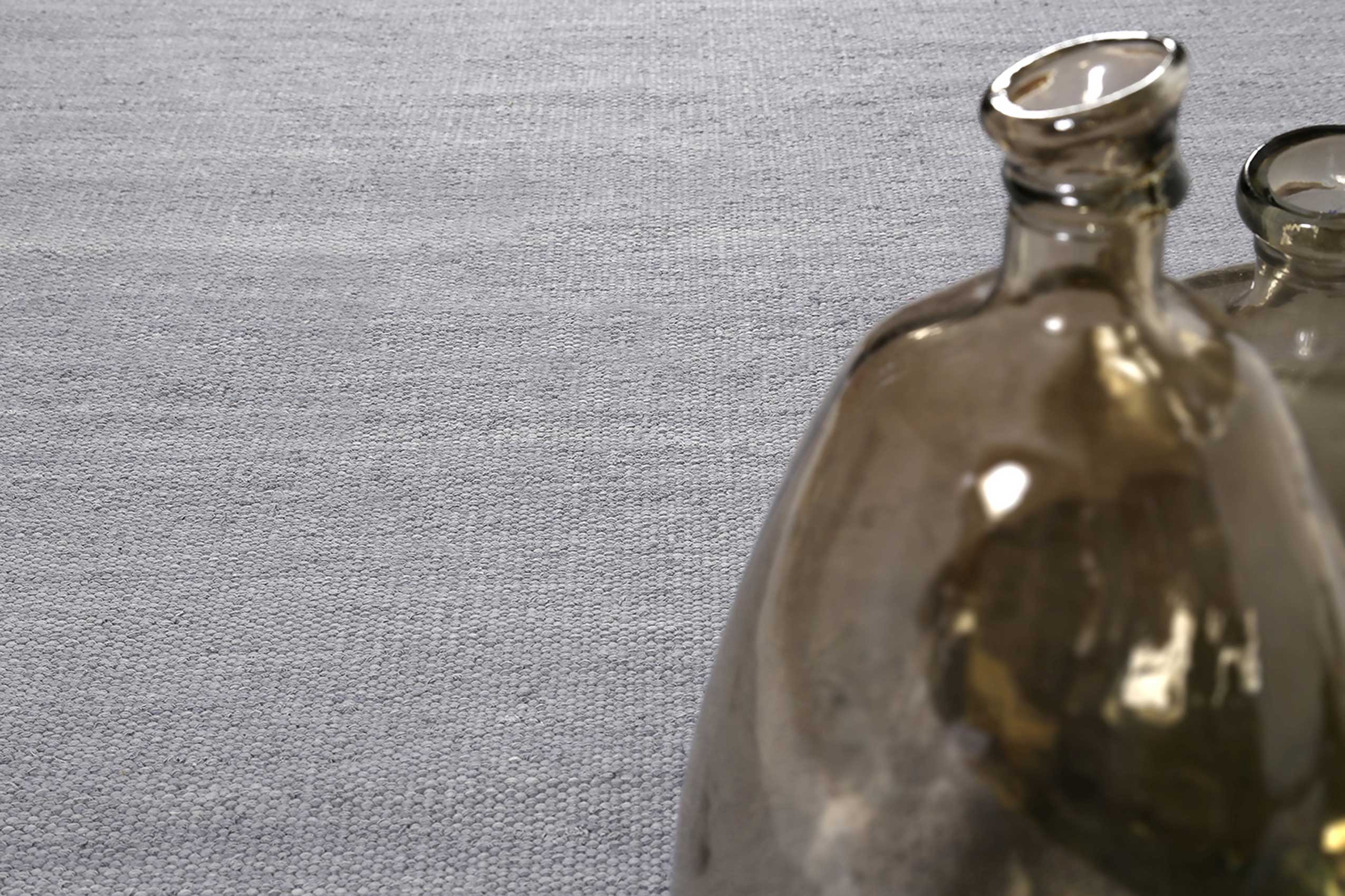 Esprit Kurzflor Teppich Grau aus Baumwolle 