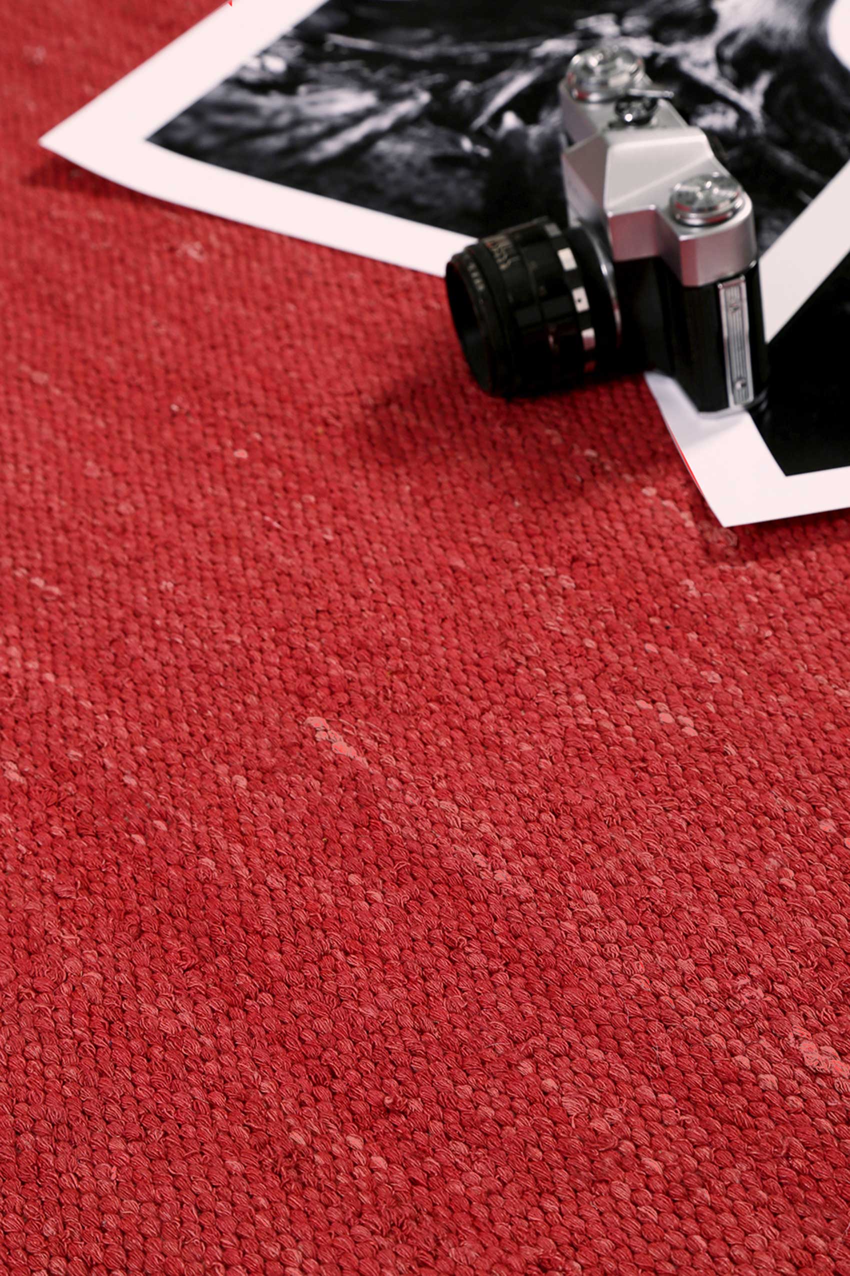 Esprit Kurzflor Teppich Rot aus Baumwolle 