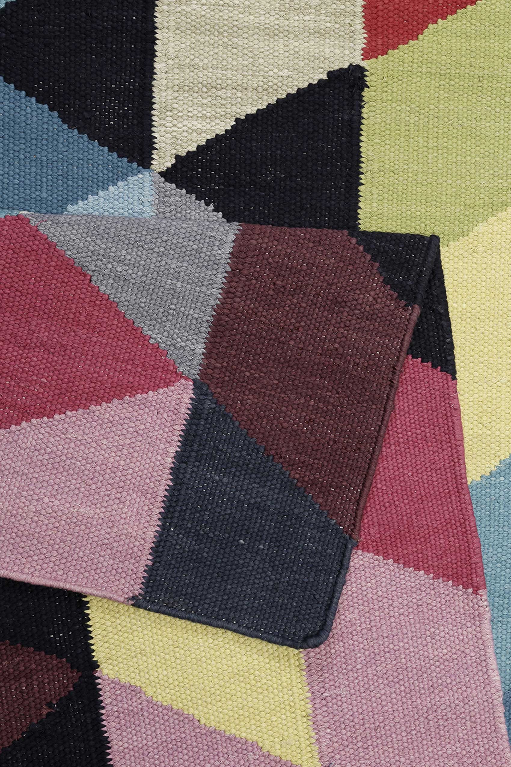 Esprit Kurzflor Kelim Teppich Bunt aus Baumwolle » Rainbow Triangle « - Ansicht 3
