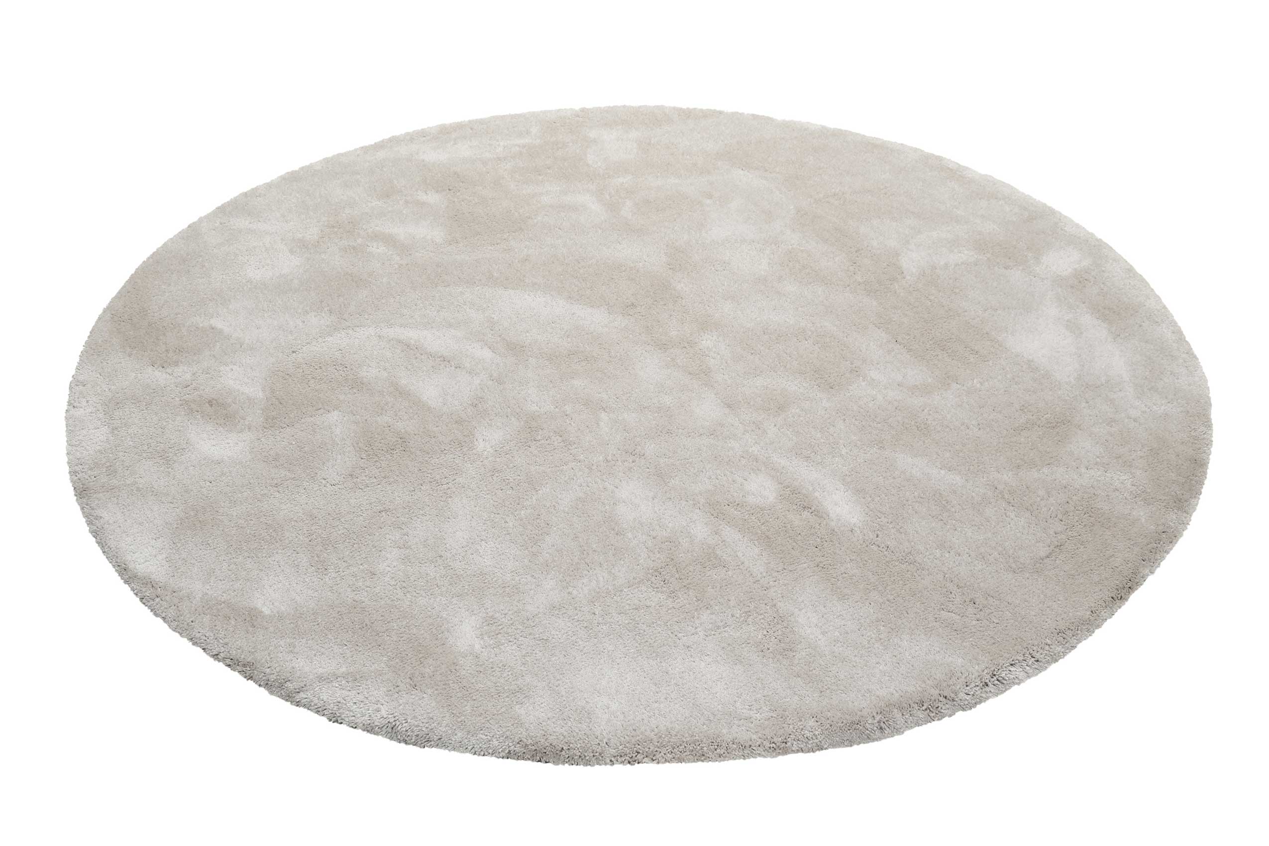 Esprit Teppich Rund Hellgrau Creme Hochflor 