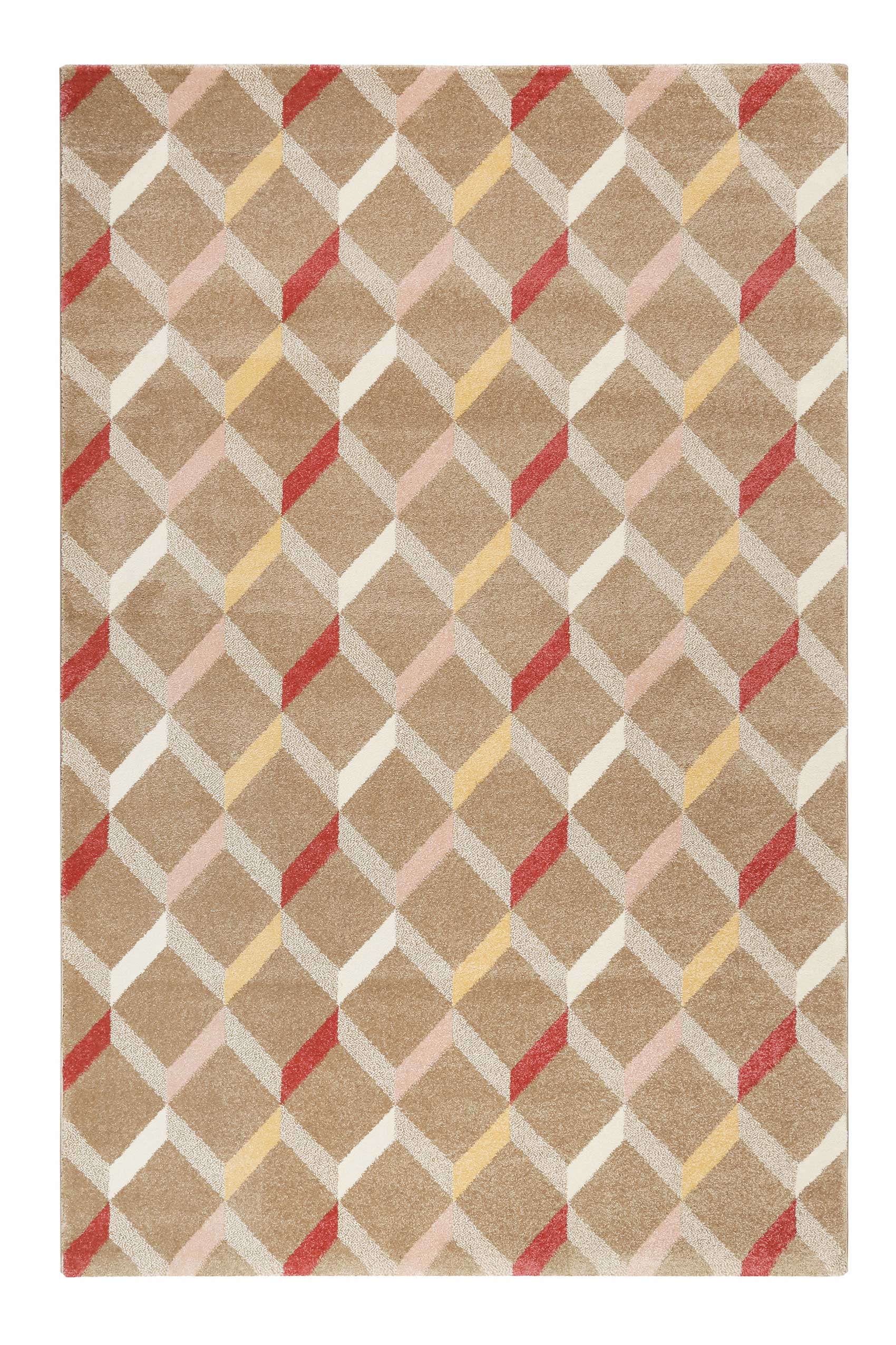 Esprit Teppich Beige Braun Rot Kurzflor » Rica « - Ansicht 1