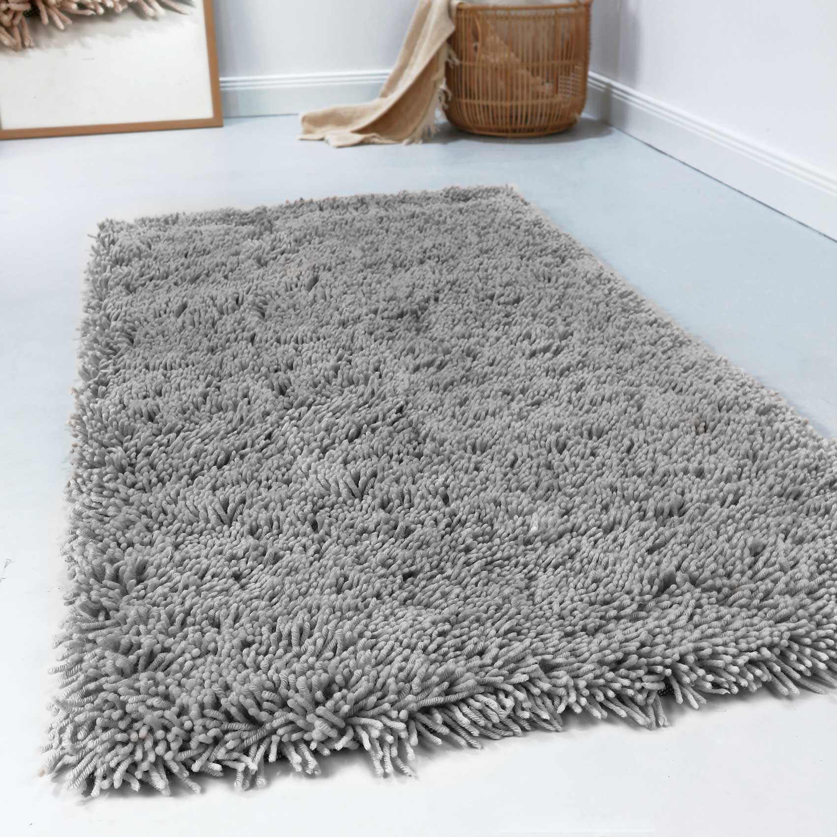 Esprit Wollteppich Shaggy Hellgrau Hochflor 