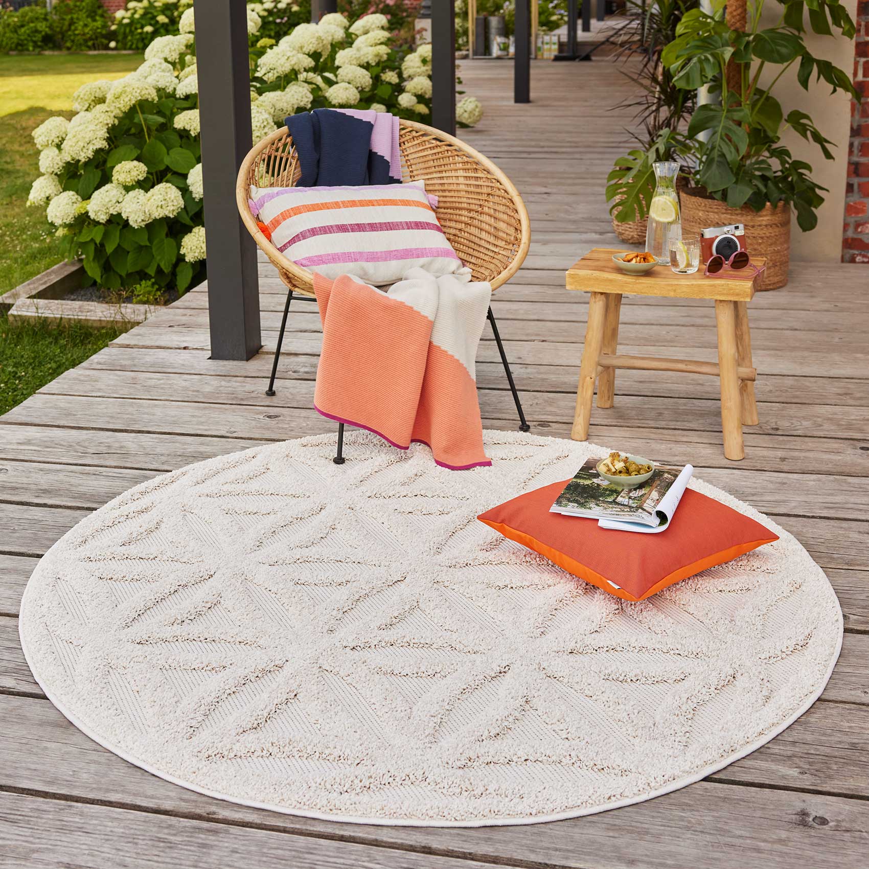 Esprit Teppich In- und Outdoor Rund Creme Beige 
