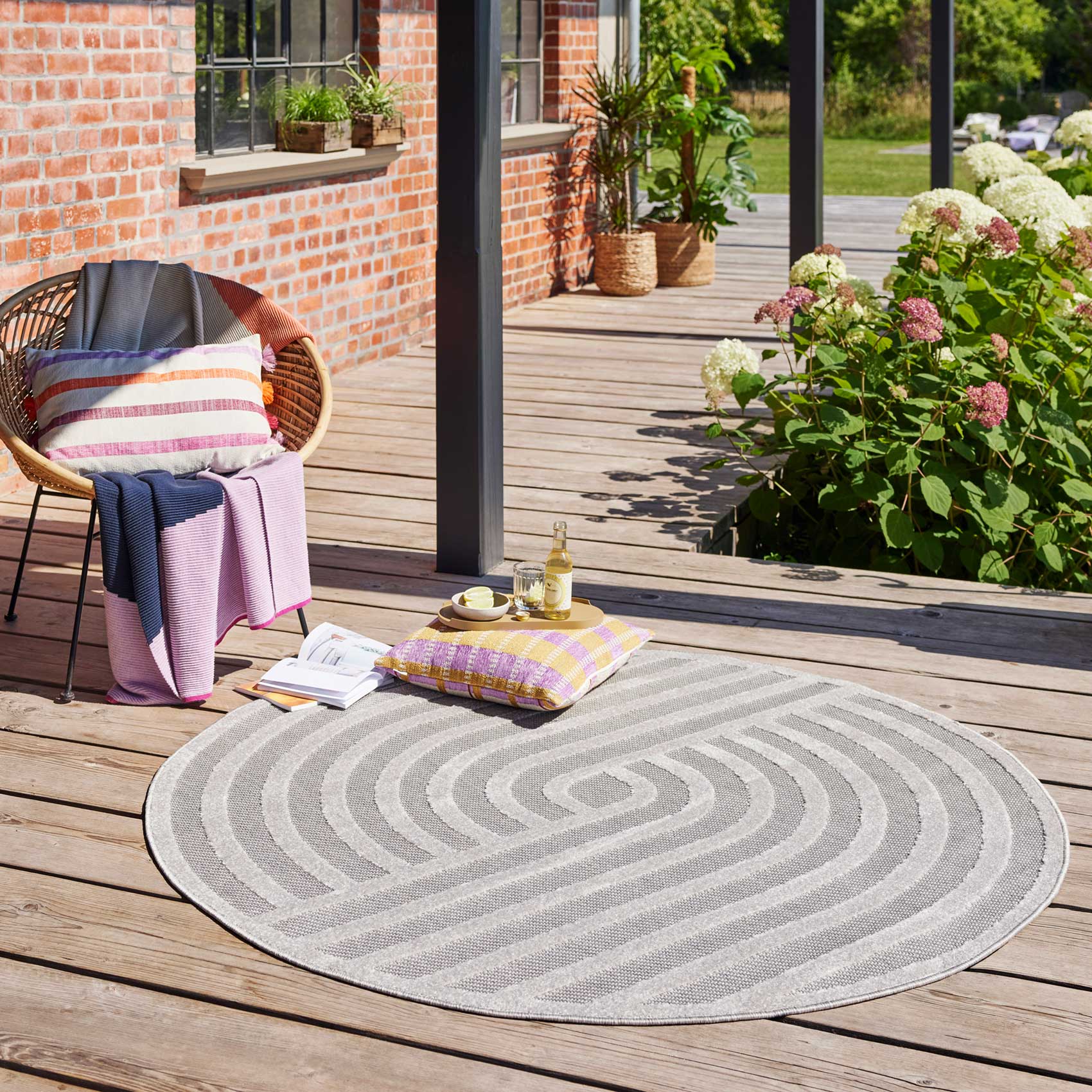 Esprit Teppich In- und Outdoor Rund Grau Silber 