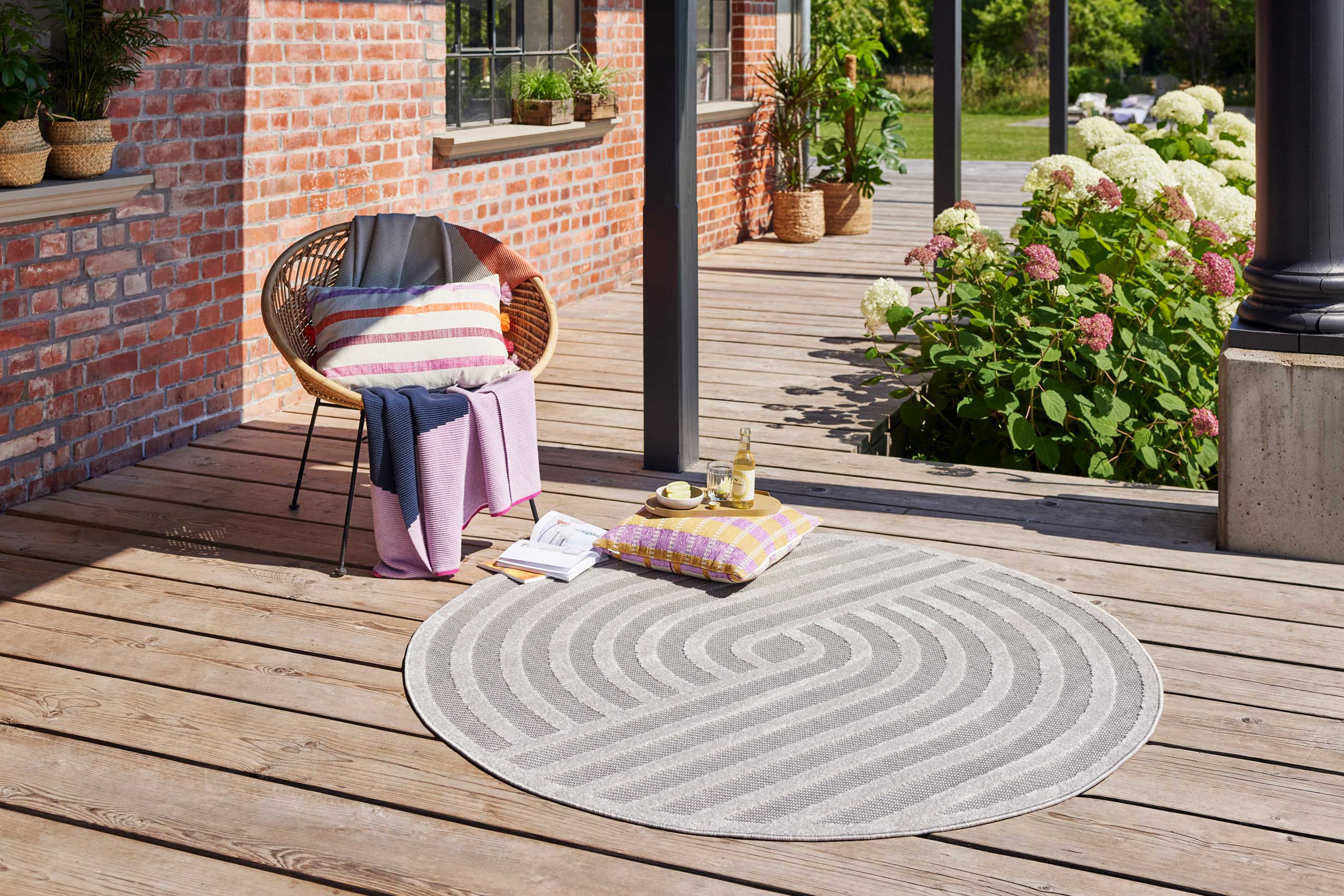 Esprit Teppich In- und Outdoor Rund Grau Silber 