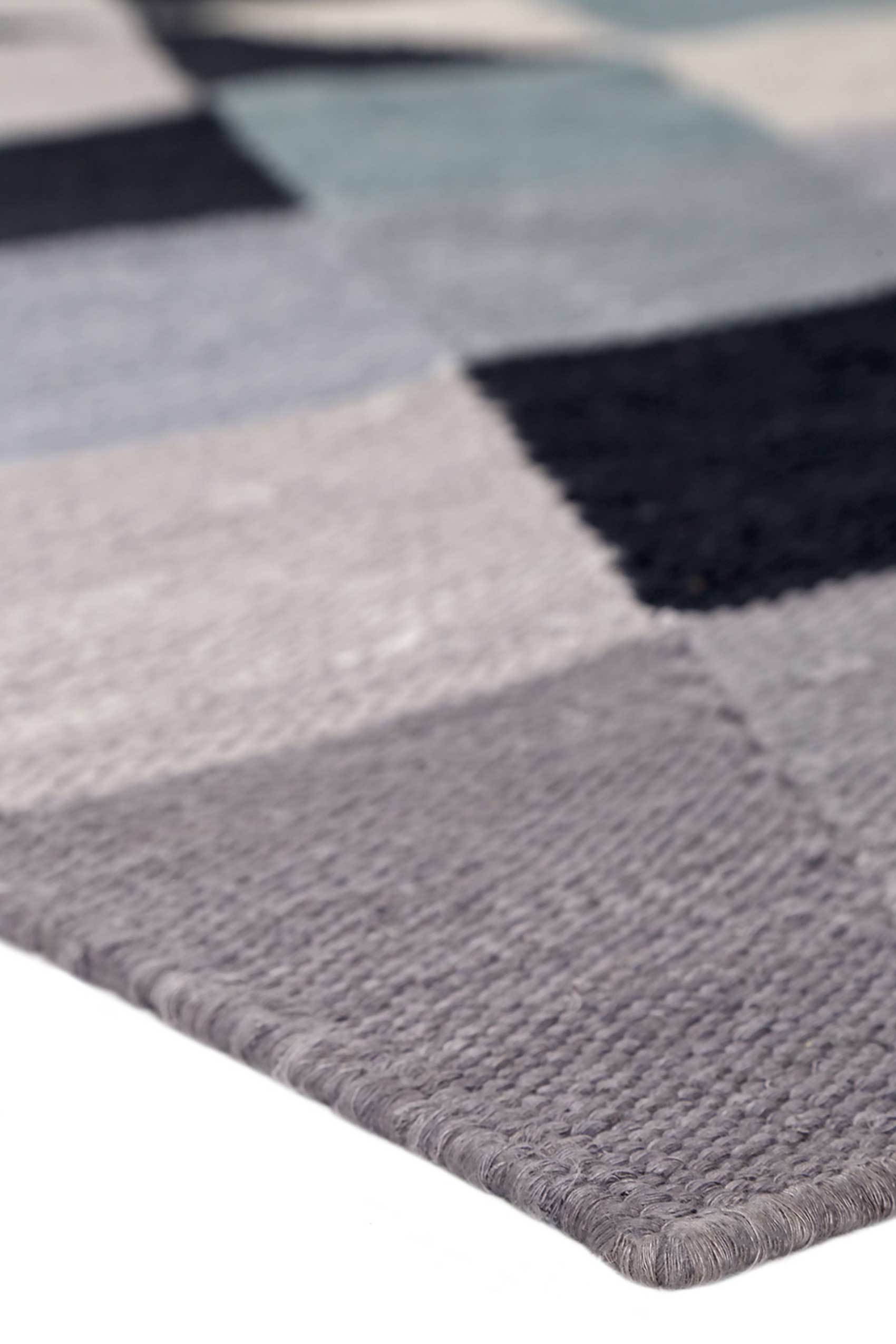 Esprit Kelim Teppich blau grau Kurzflor 