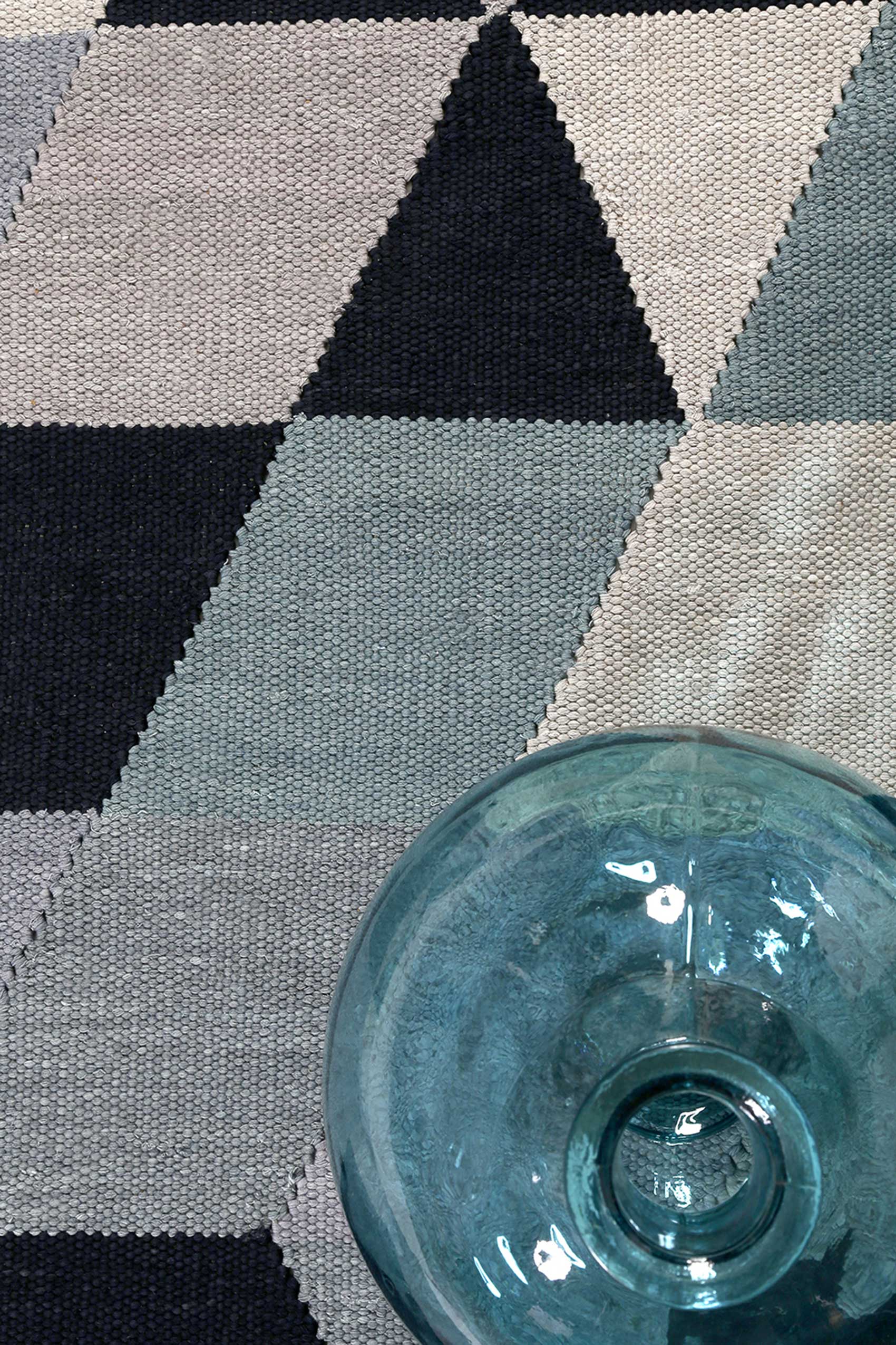 Esprit Kelim Teppich blau grau Kurzflor 