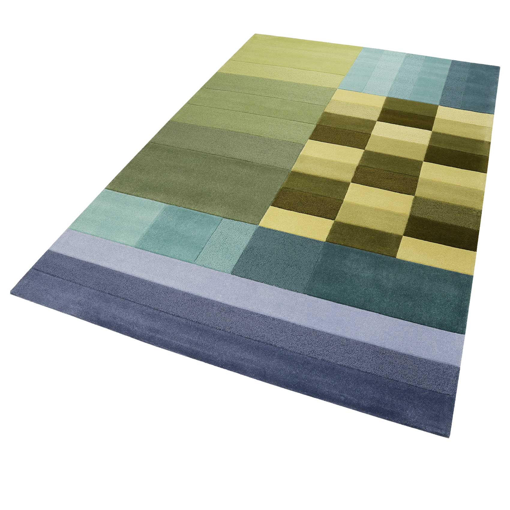 Esprit Teppich Grün Blau aus Wolle 