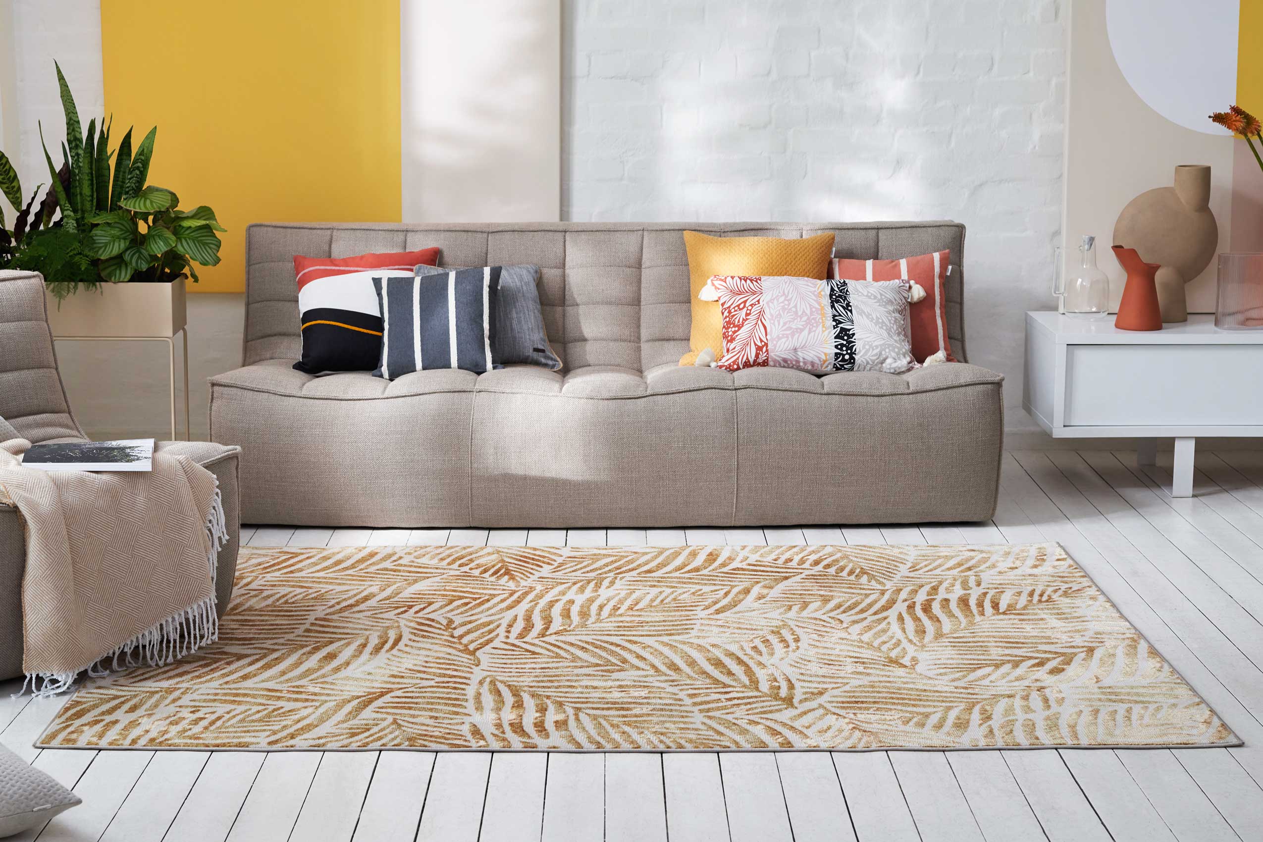 Esprit Teppich Creme Weiß Kupfer Gold meliert Kurzflor 
