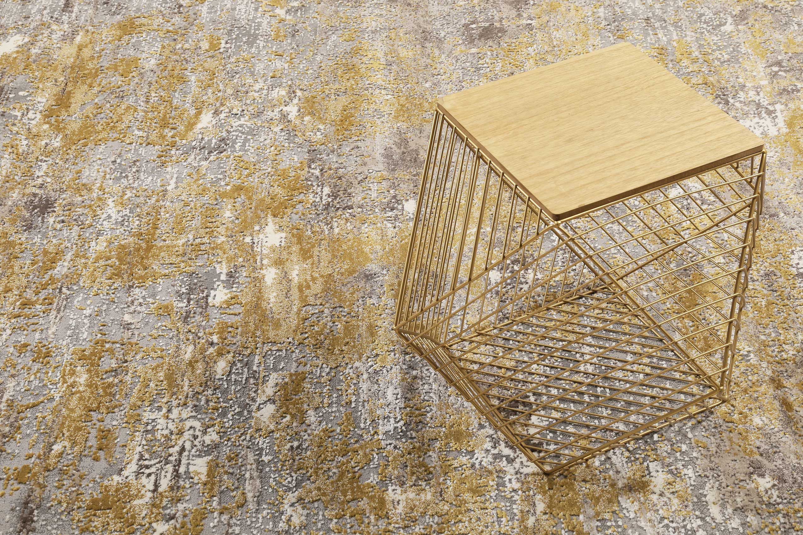 Esprit Teppich Grau Gold Kurzflor 