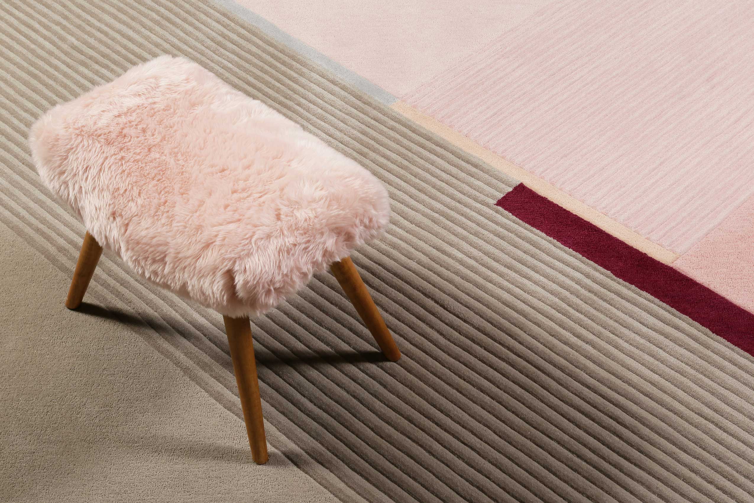 Esprit Teppich Beige Rosa Kurzflor 