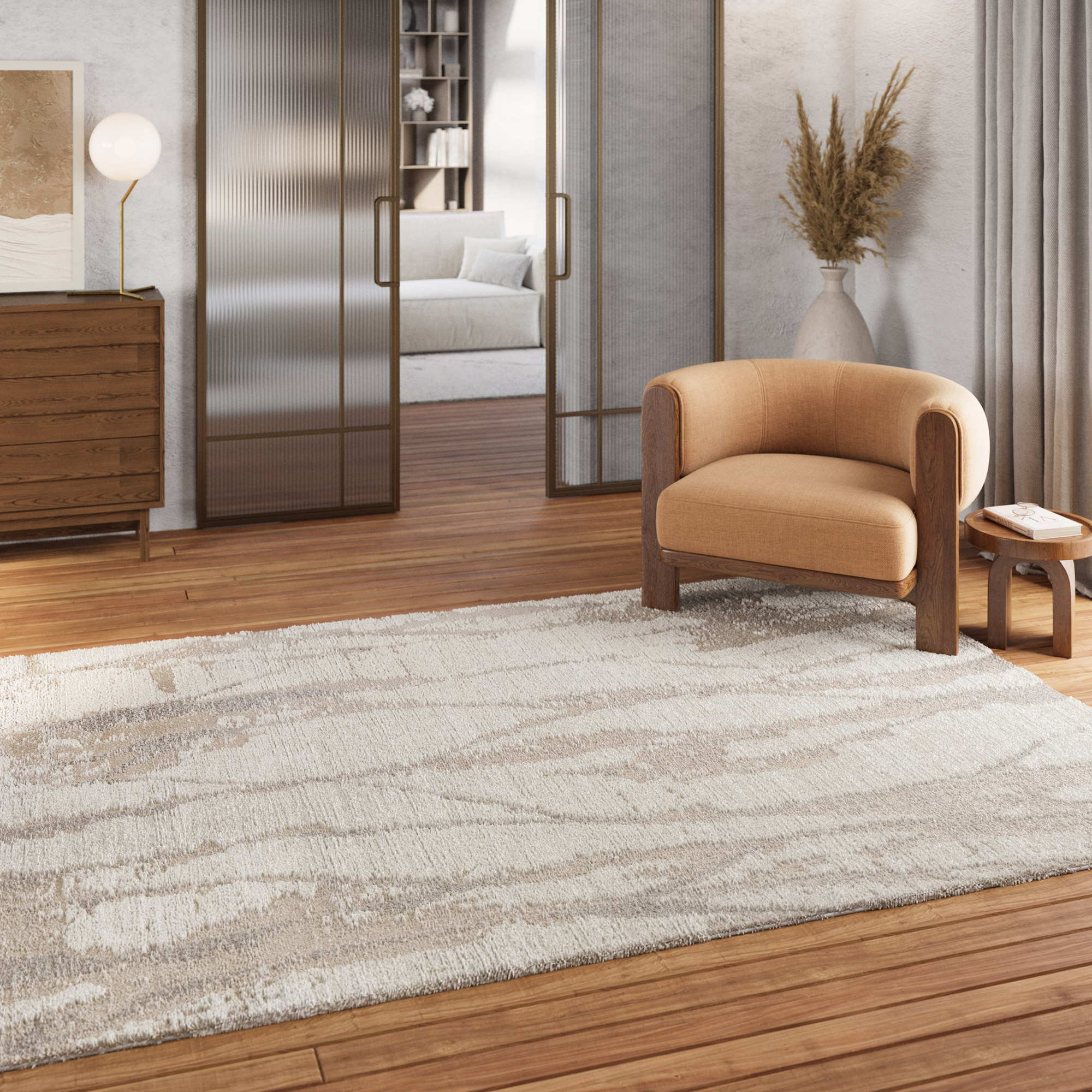 Kurzflor Teppich Creme Beige