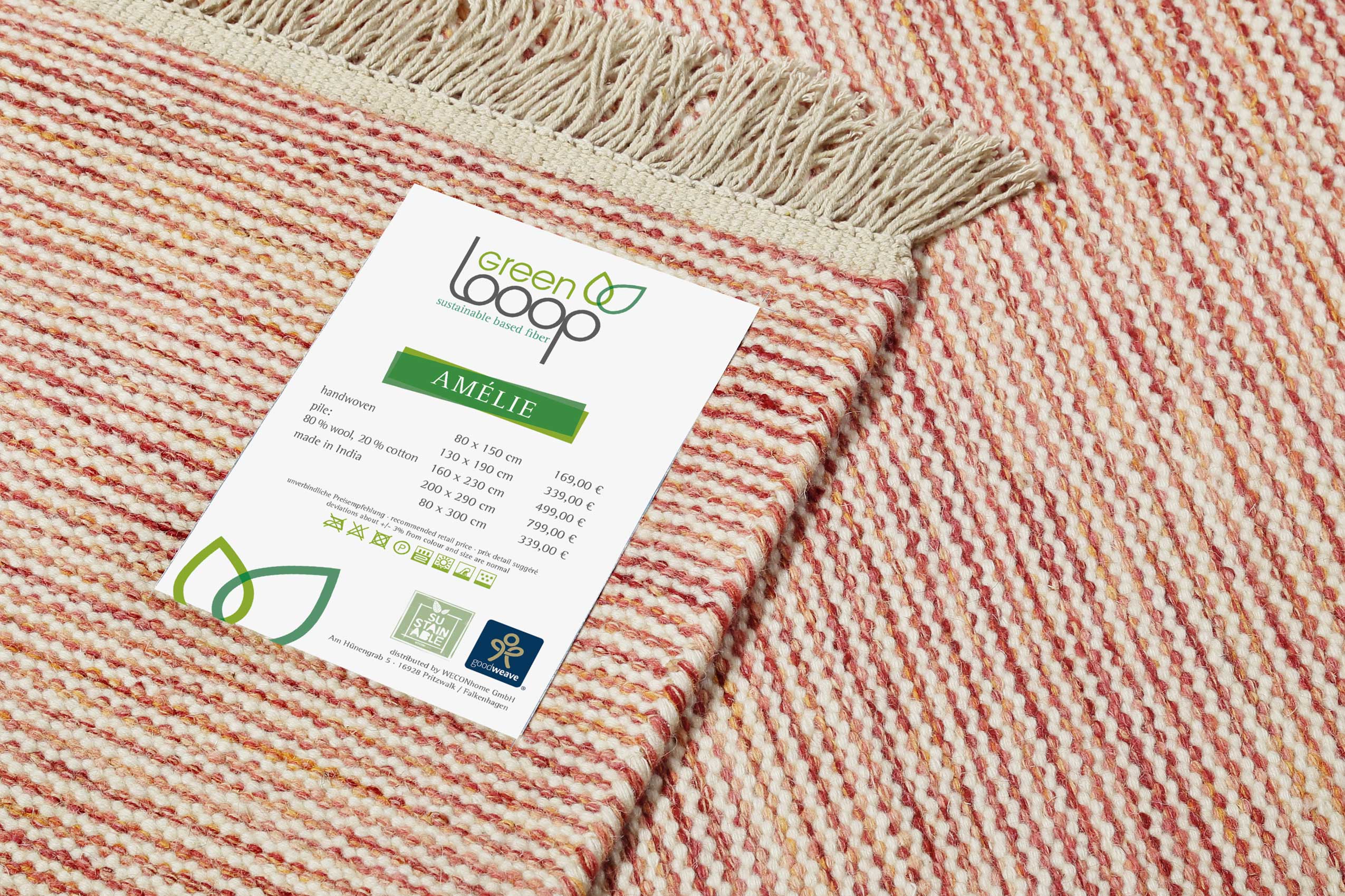 Kelim Teppich Rot Beige meliert aus Wolle 