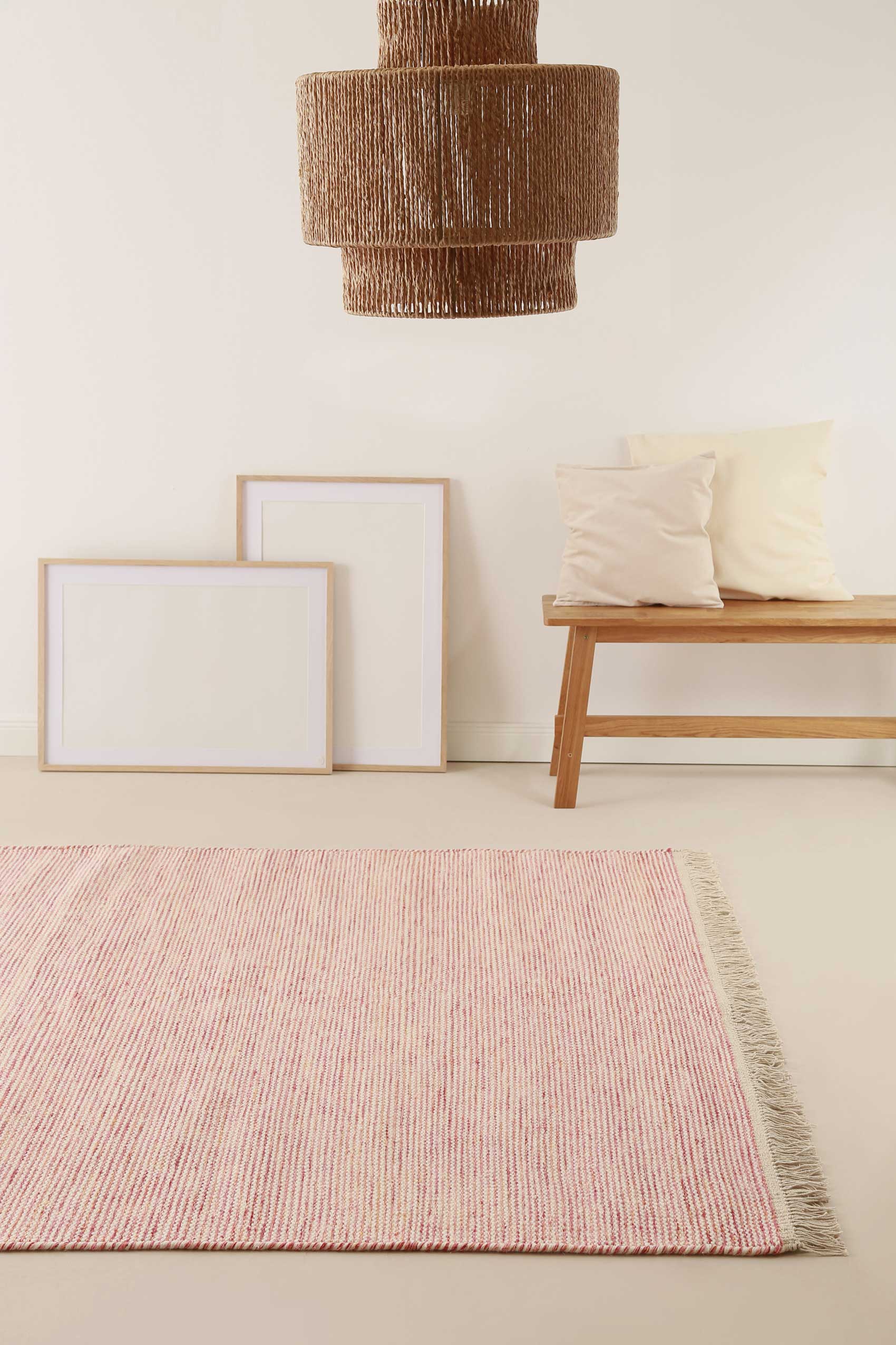 Kelim Teppich Rot Beige meliert aus Wolle 