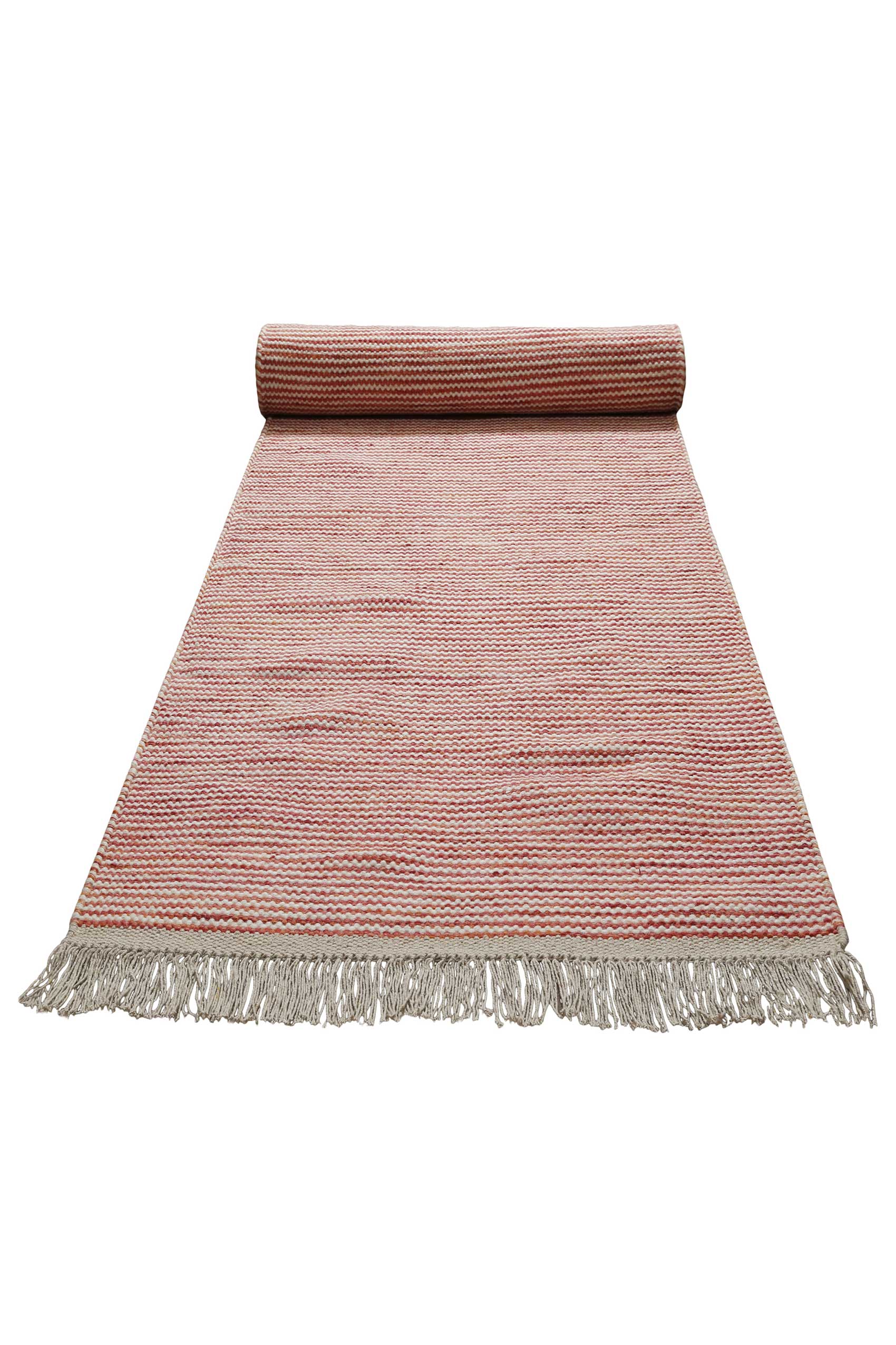 Kelim Teppich Rot Beige meliert aus Wolle 