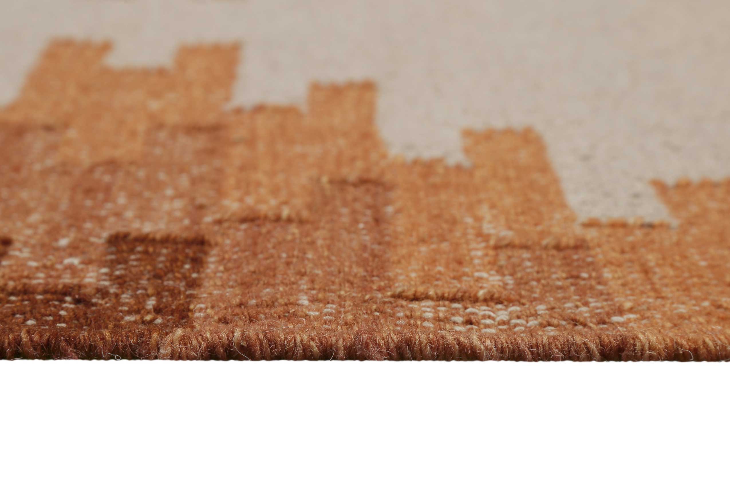 Kelim Teppich Beige Terracotta aus Wolle 