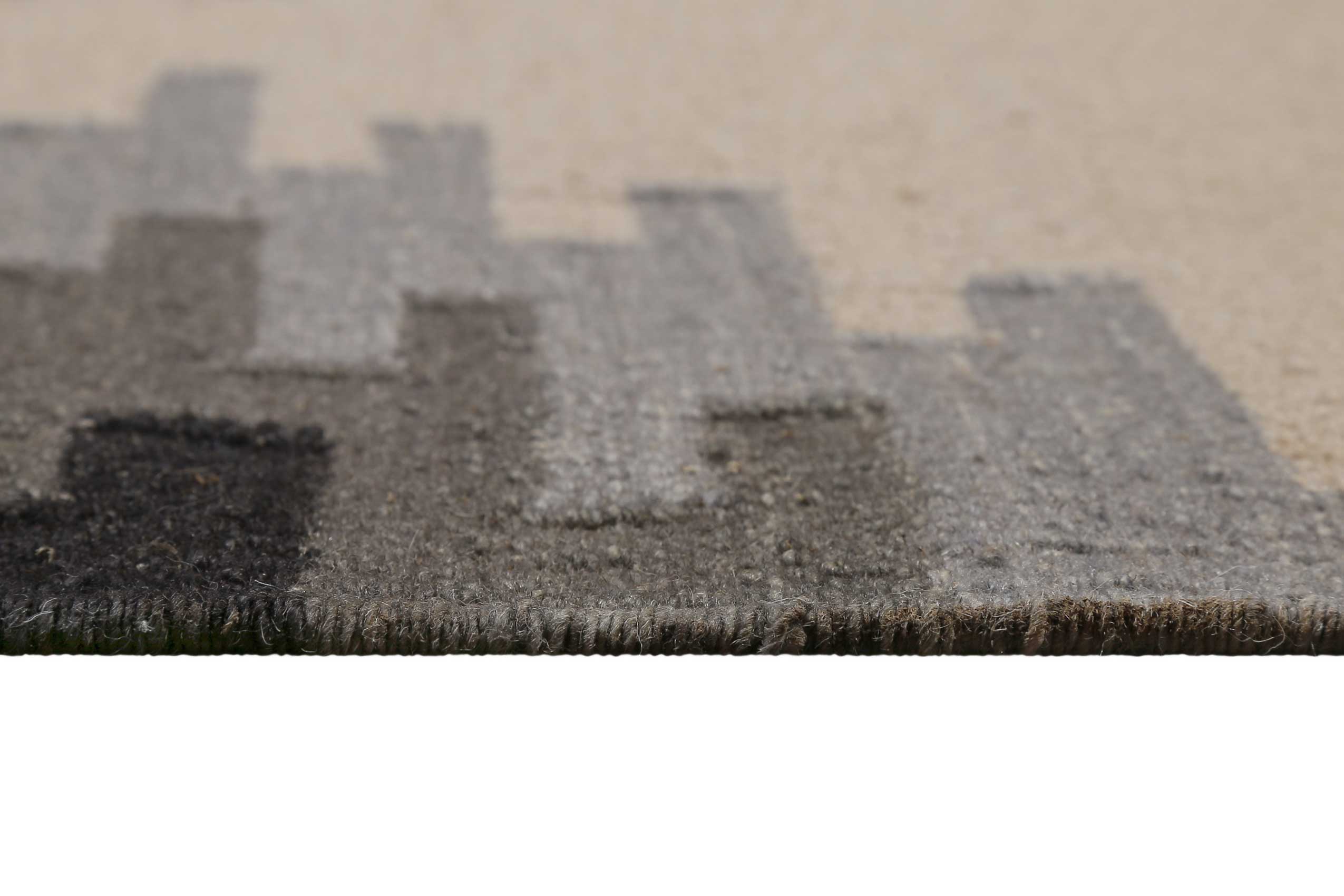 Kelim Teppich Beige Grau aus Wolle 