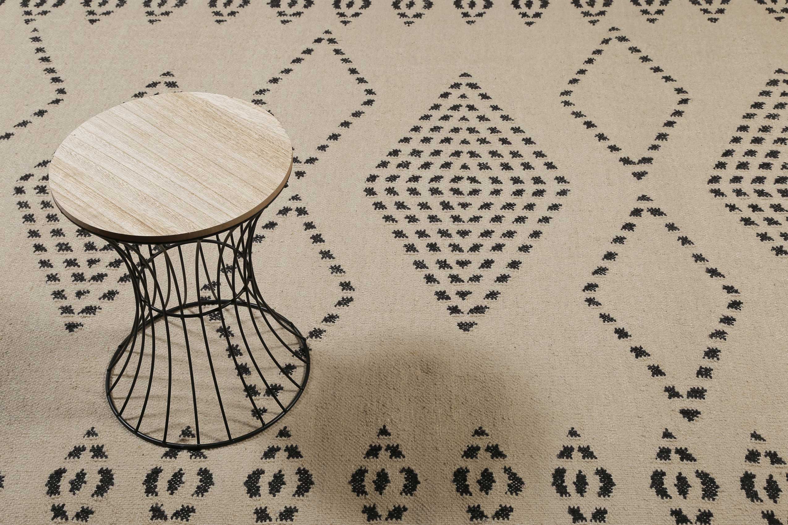 Kelim Teppich Creme Beige aus Wolle 