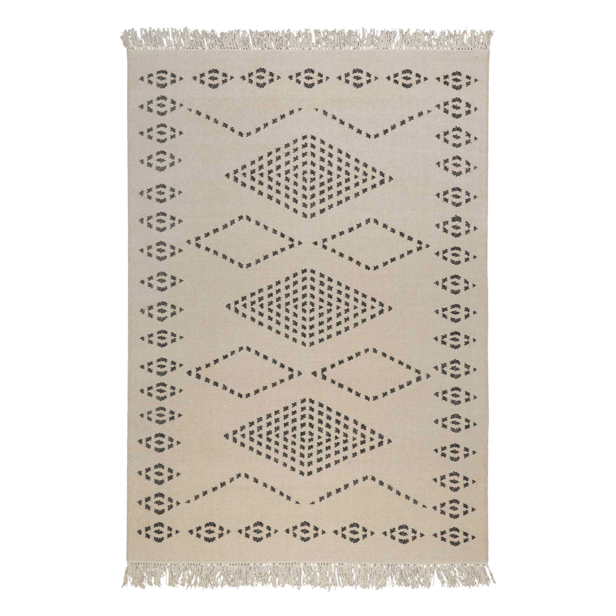 Kelim Teppich Creme Beige aus Wolle 