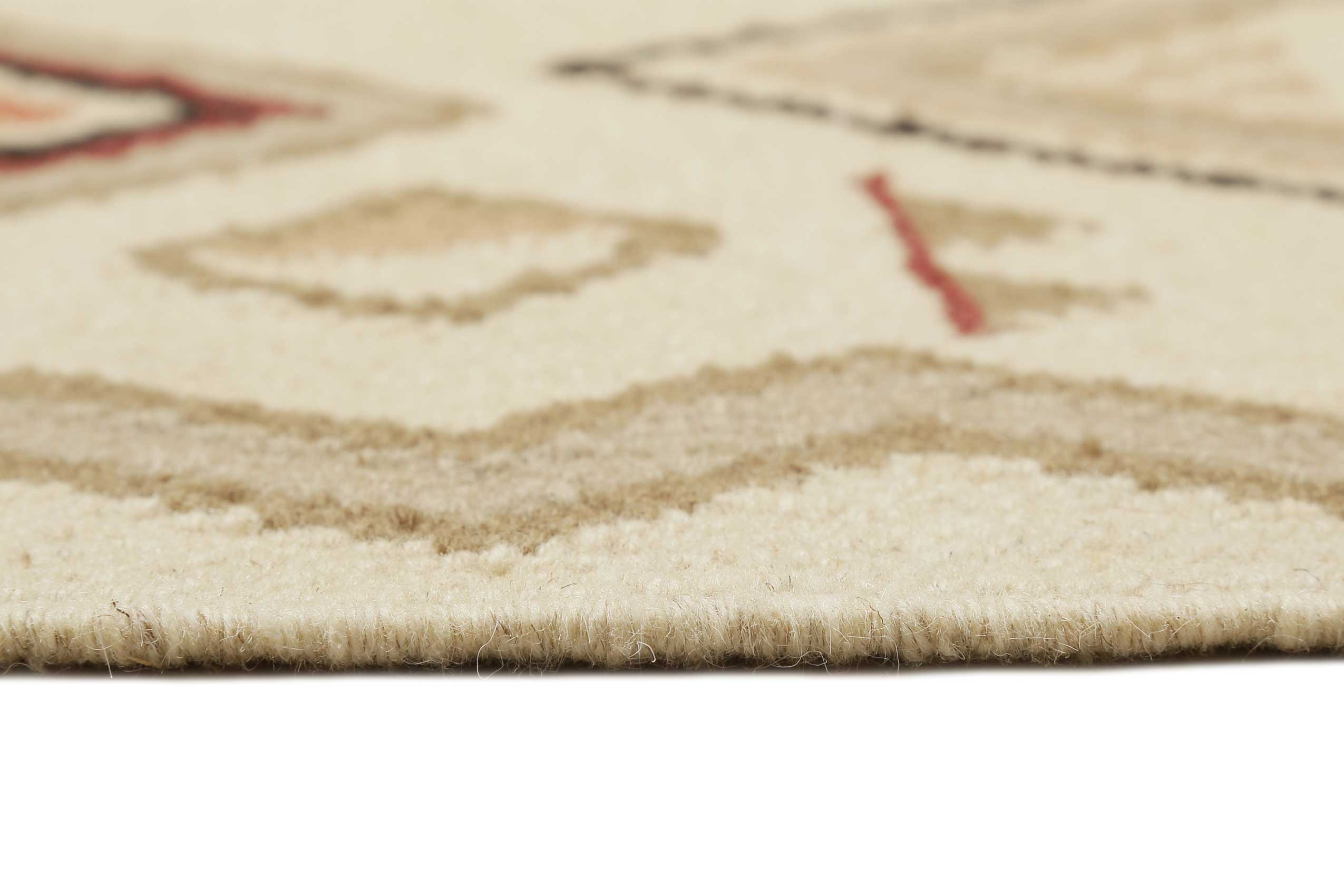 Kelim Teppich Creme Beige Rot aus Wolle » Brionne « Green Looop - Ansicht 4