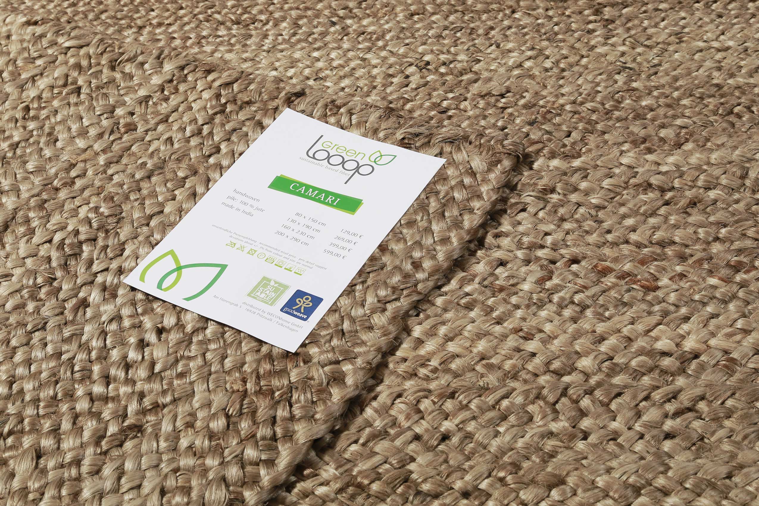 Nachhaltiger Teppich Natur Braun aus Jute » Camari « Green Looop - Ansicht 3