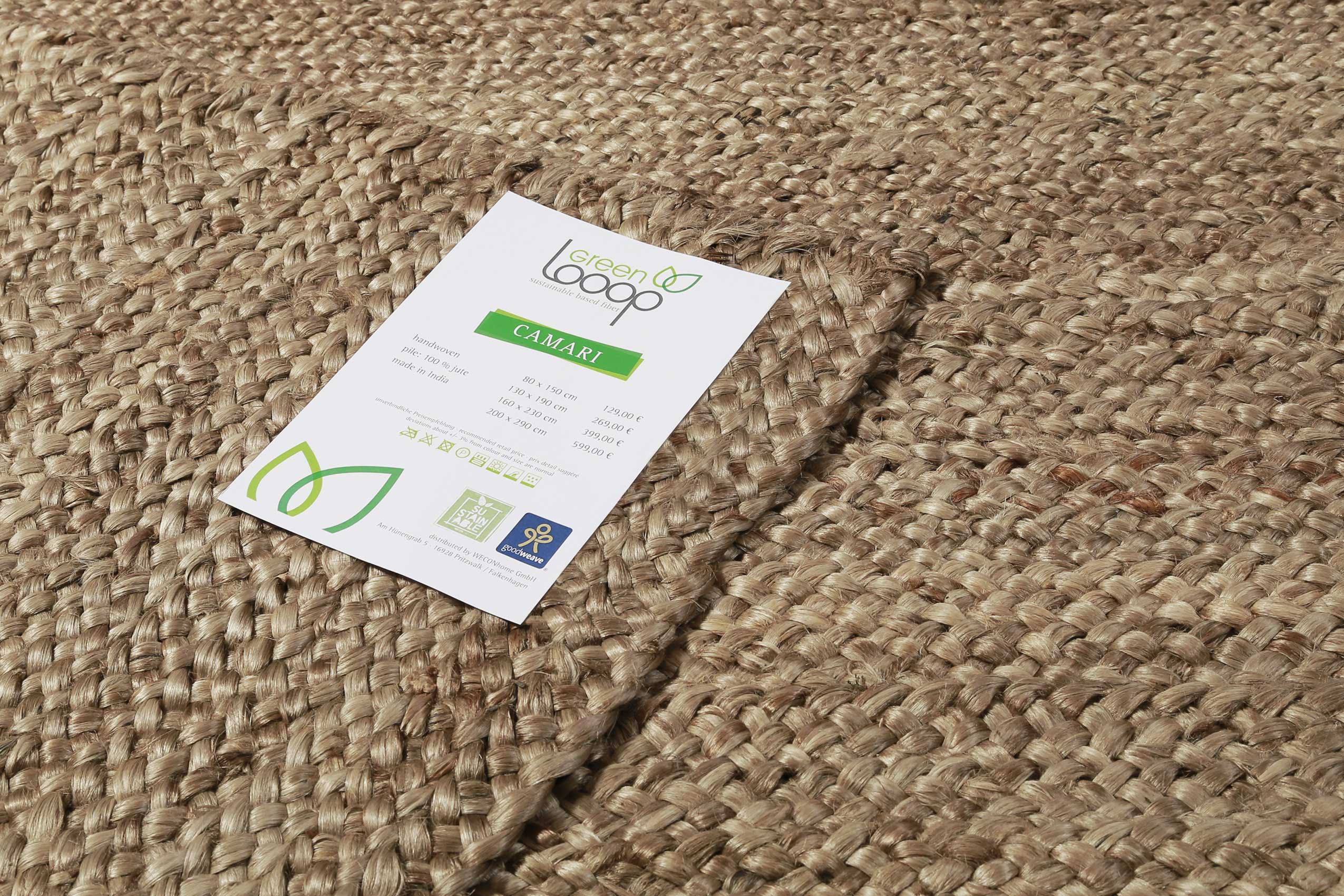 Nachhaltiger Teppich Natur Braun aus Jute 
