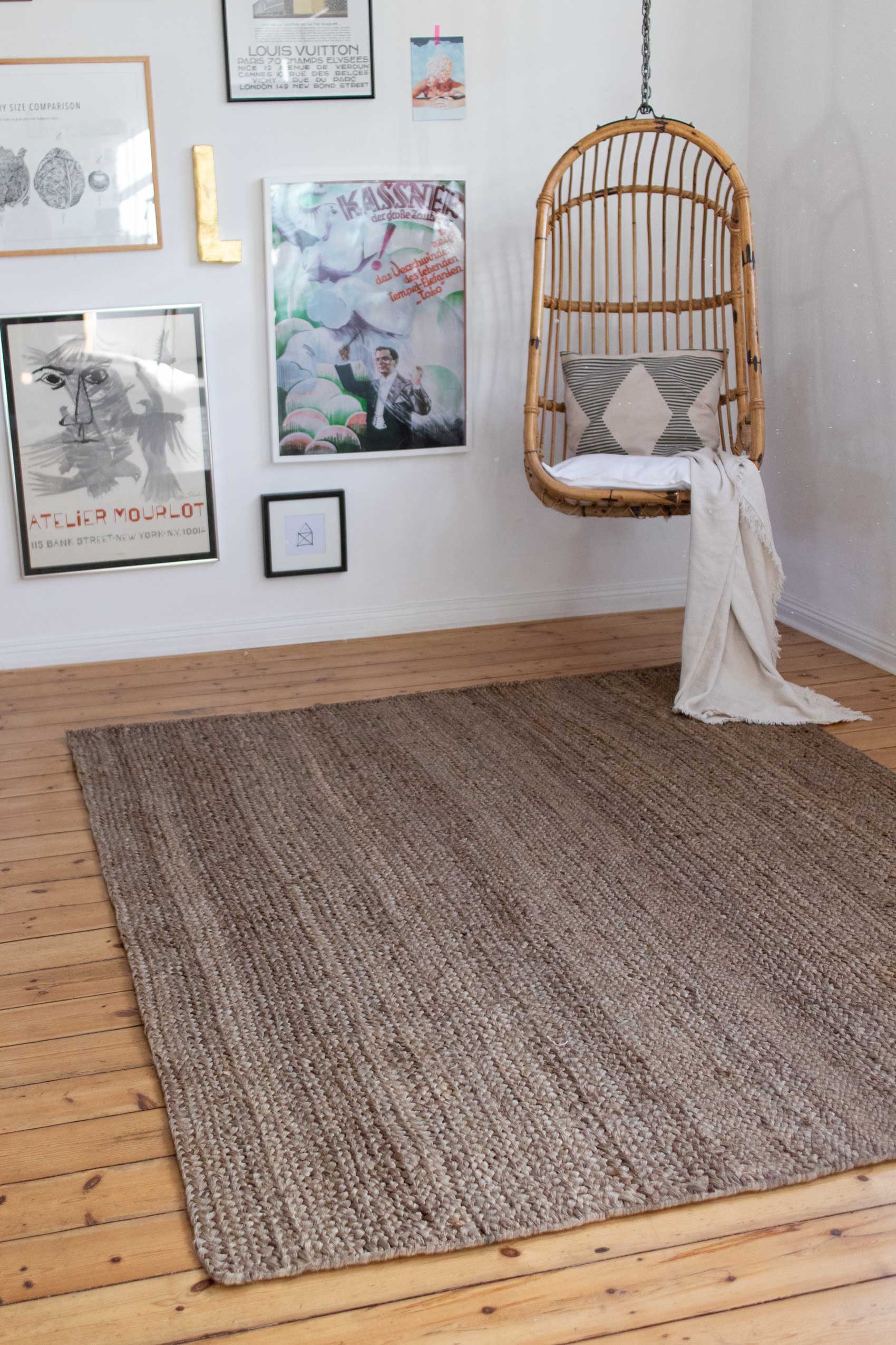 Nachhaltiger Teppich Natur Braun aus Jute 