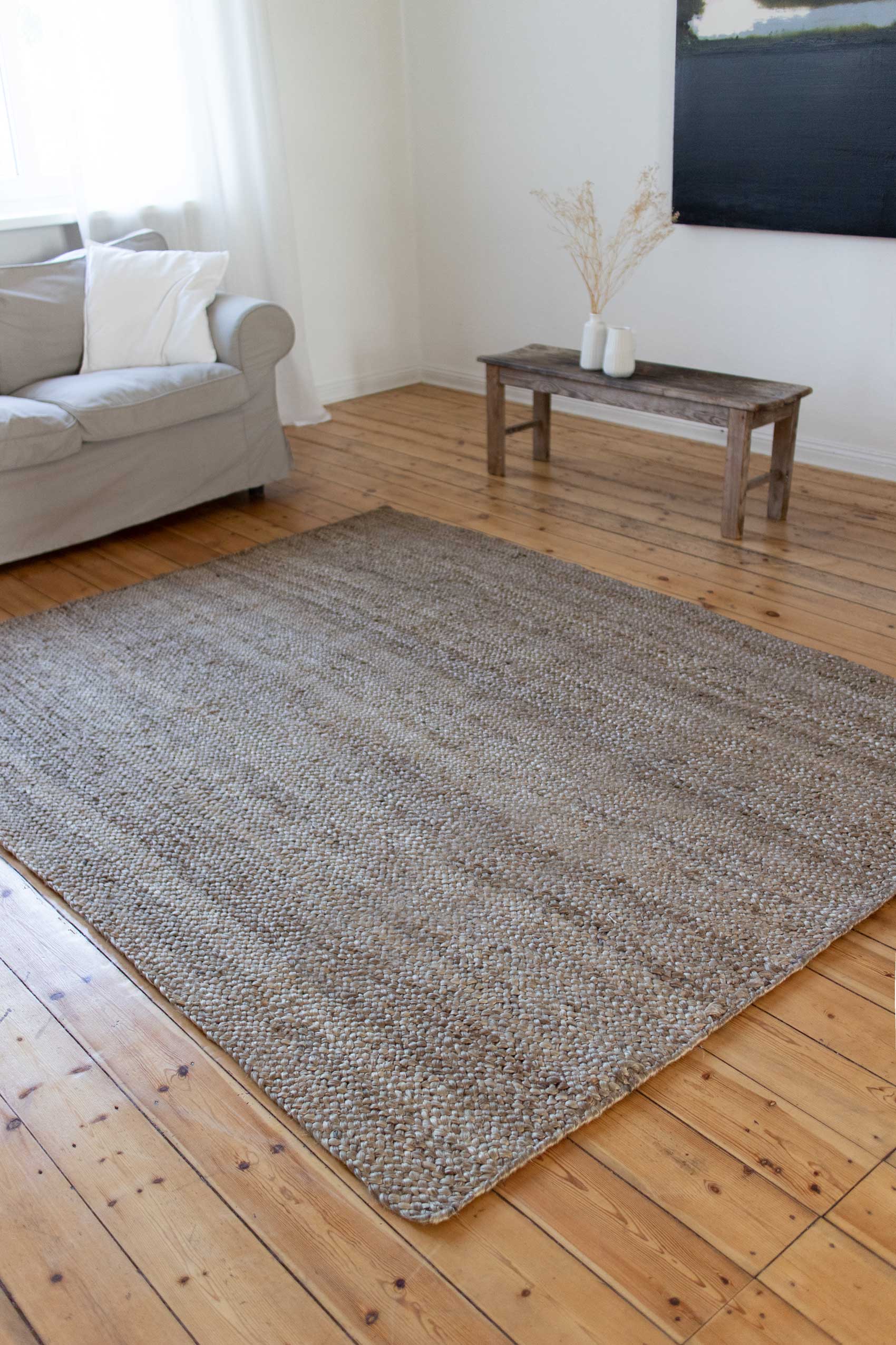 Nachhaltiger Teppich Natur Braun aus Jute 