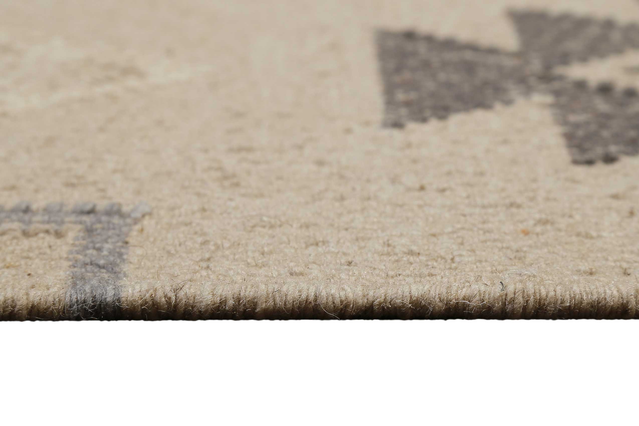 Kelim Teppich Creme Beige aus Wolle 