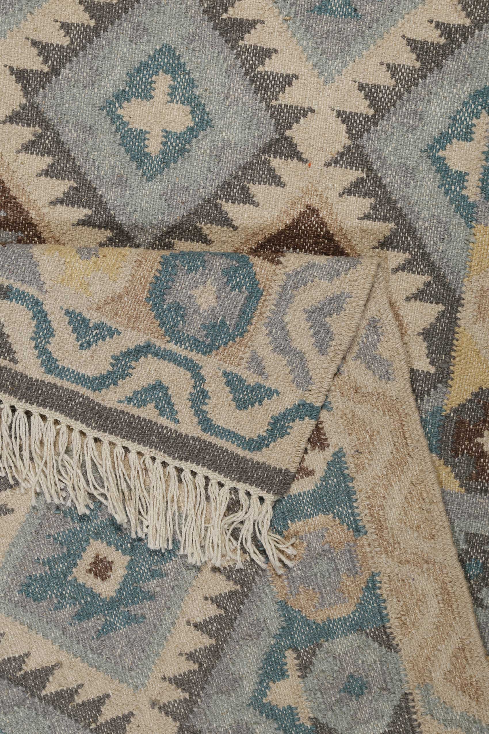 Kelim Teppich Hellblau aus Wolle 
