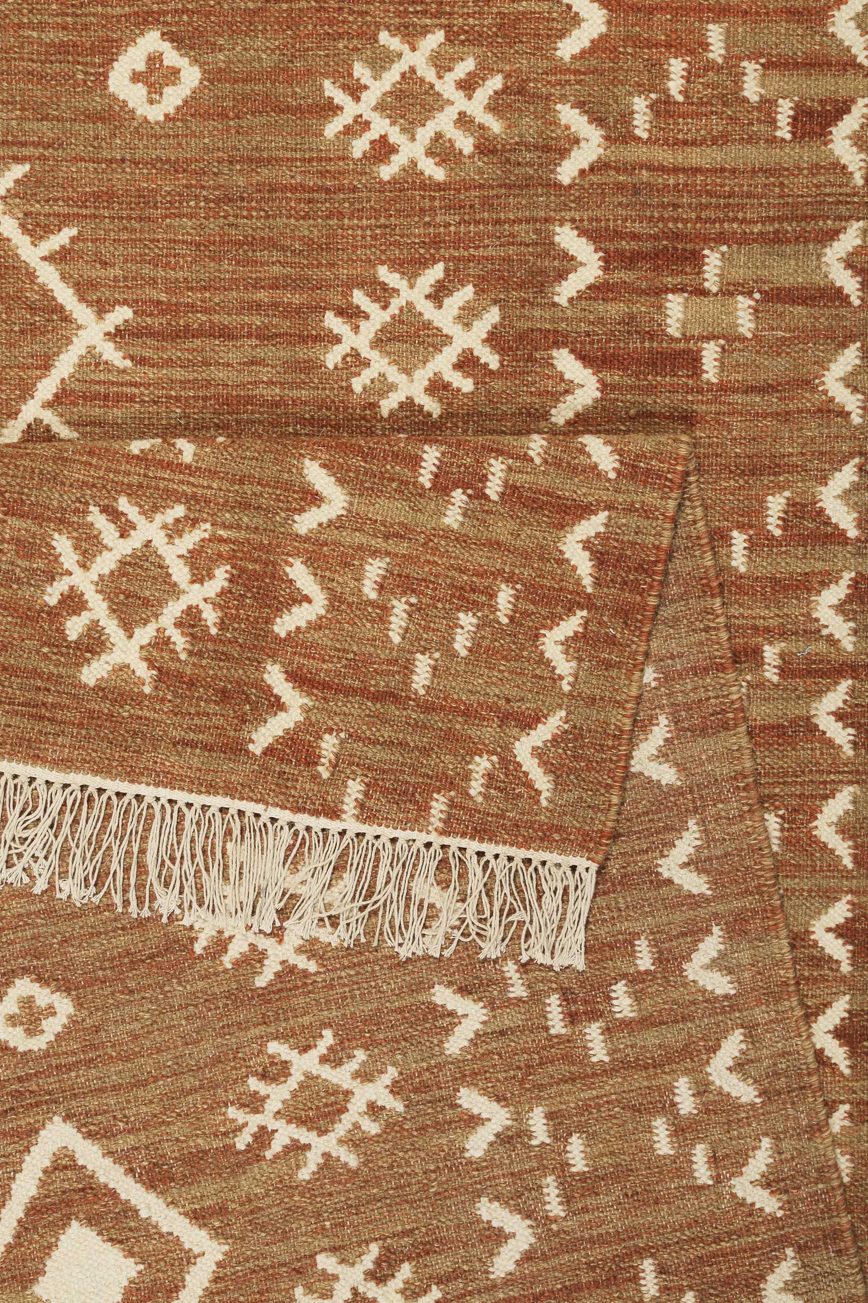 Kelim Teppich Braun Rot meliert aus Wolle » Monaco « Green Looop - Ansicht 3