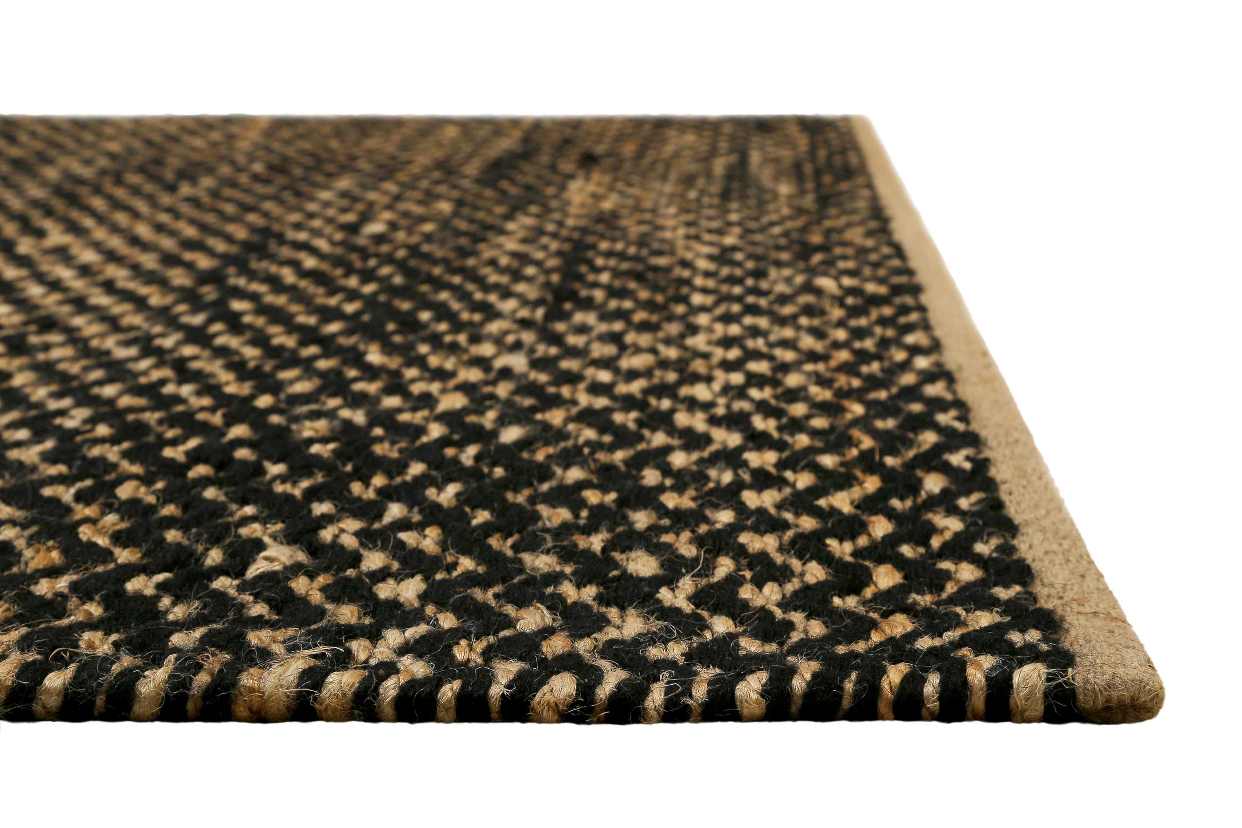 Kelim Teppich Schwarz Beige aus Naturfaser 