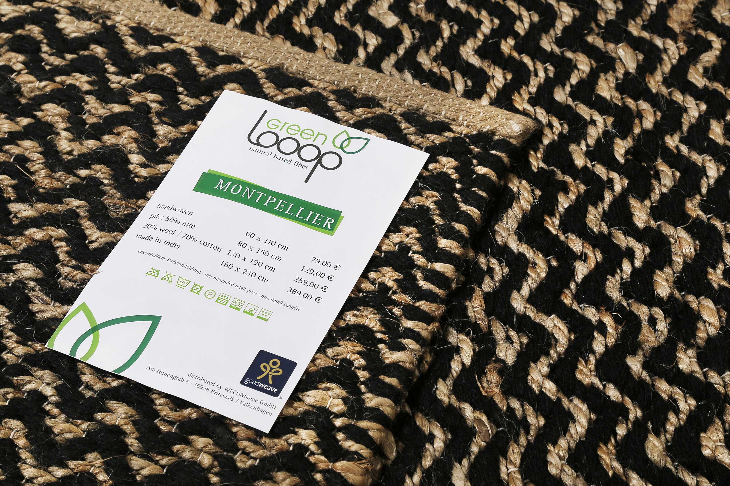 Kelim Teppich Schwarz Beige aus Naturfaser 