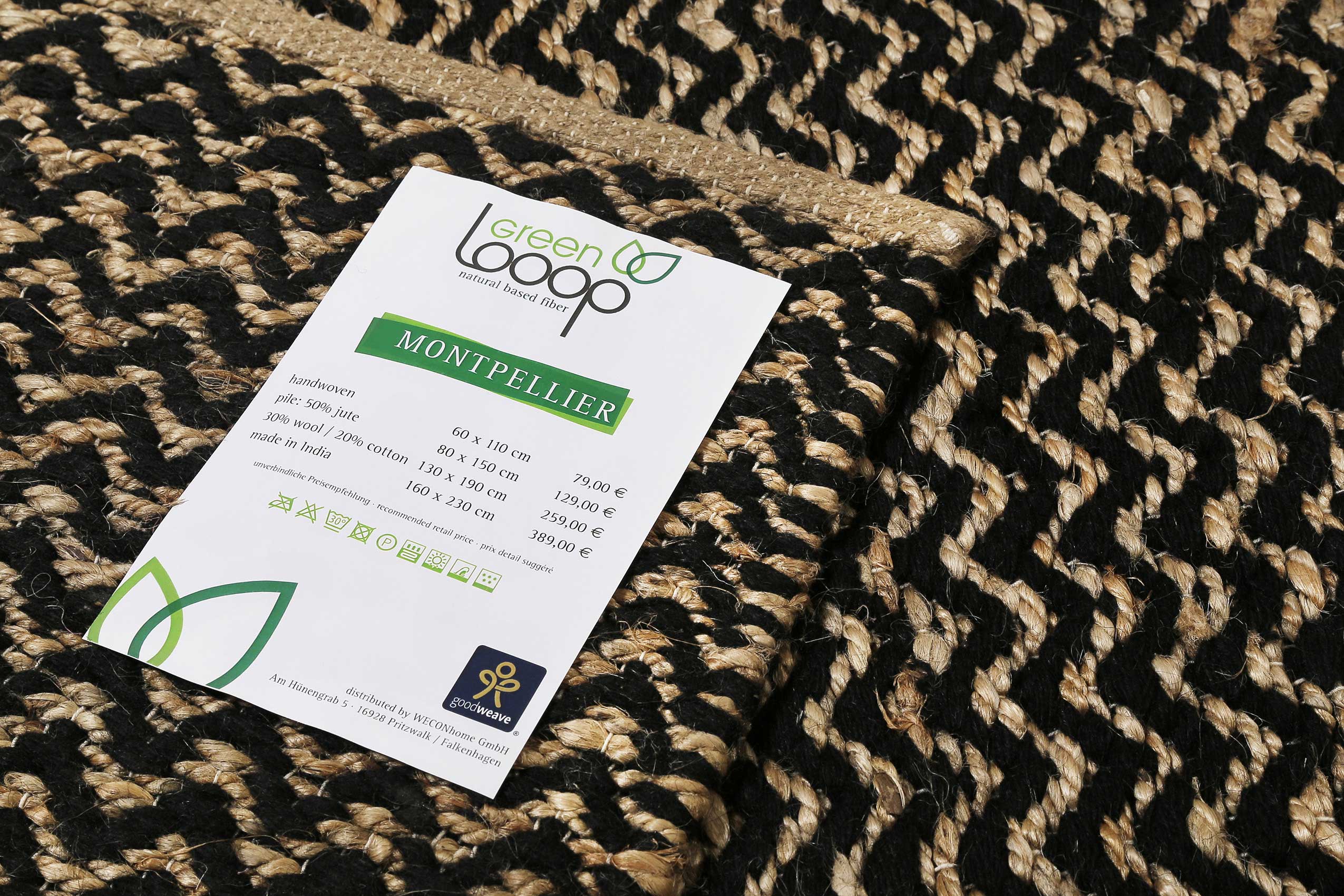 Kelim Teppich Schwarz Beige aus Naturfasern » Montpellier « Green Looop - Ansicht 4