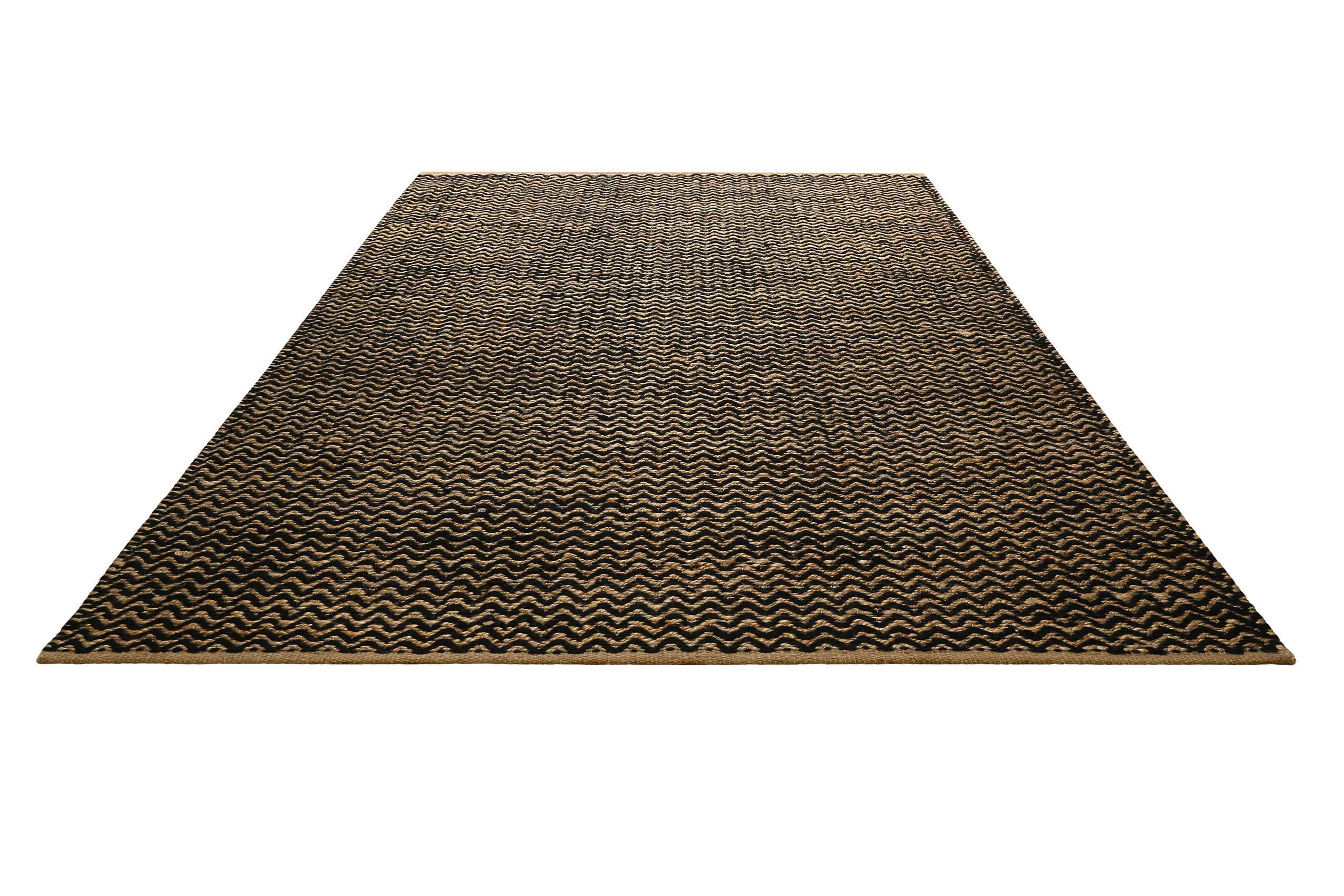 Kelim Teppich Schwarz Beige aus Naturfaser 