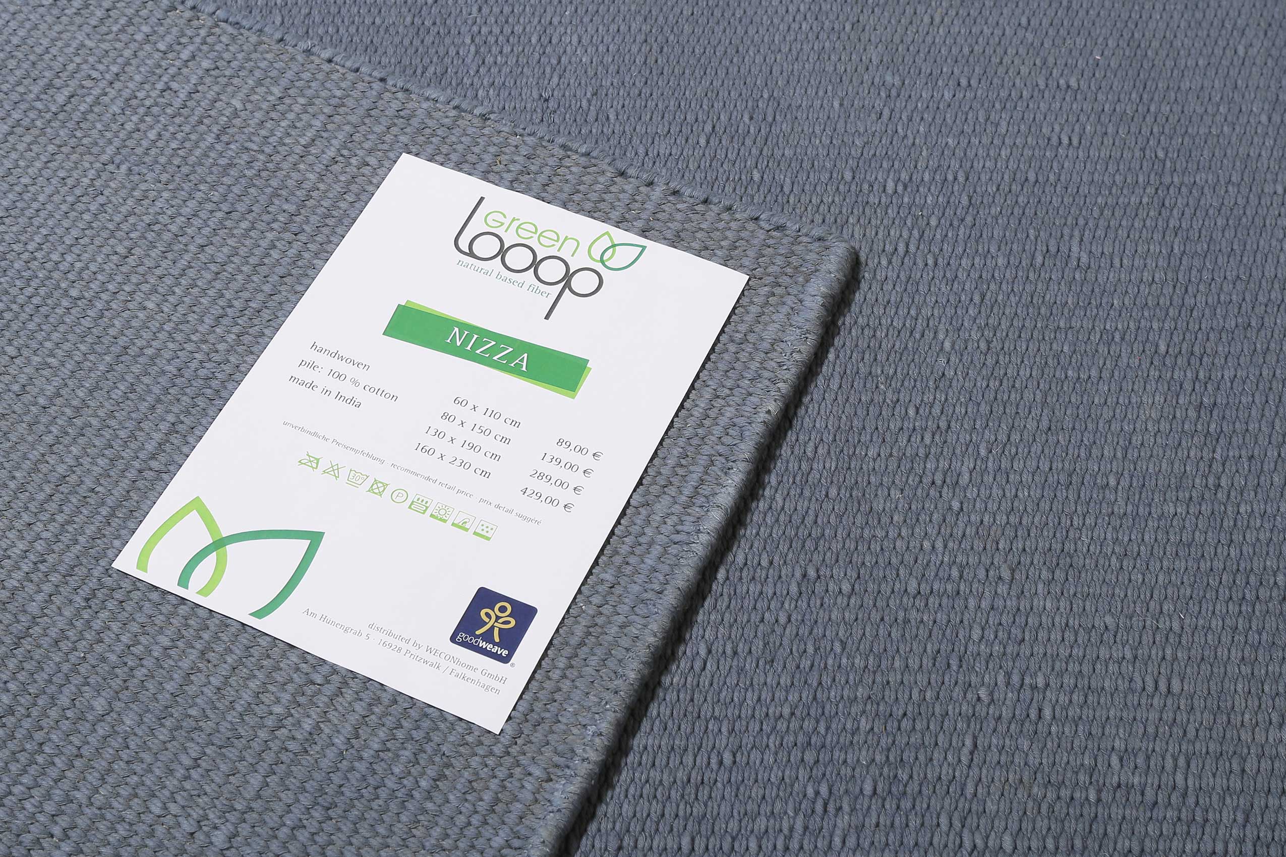 Kelim Teppich Blau Grau aus Baumwolle » Nizza « Green Looop - Ansicht 4