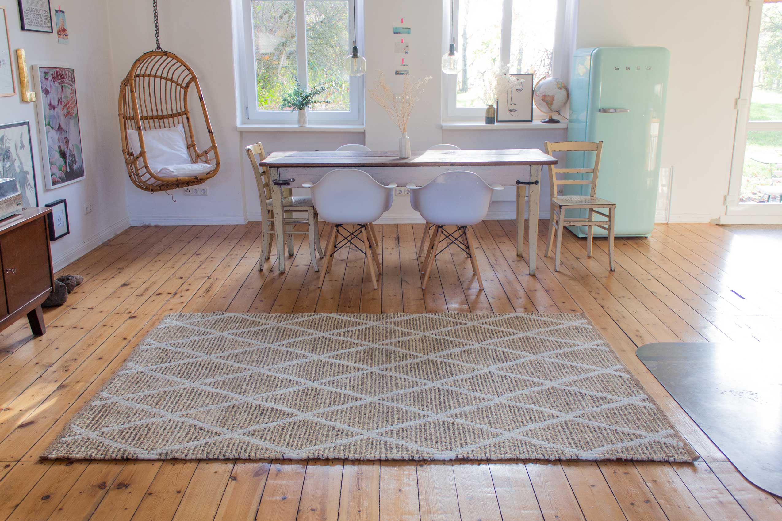 Teppich Naturfarben aus Jute & Wolle 